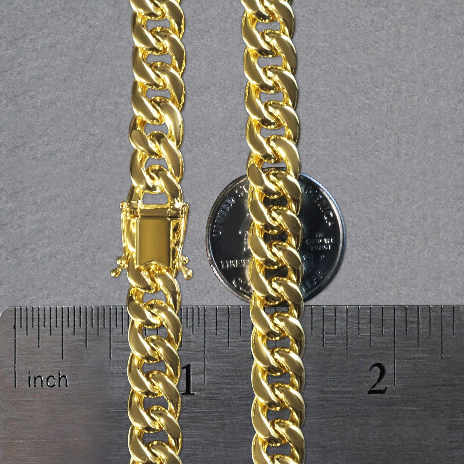 9.0mm 14k Yellow Gold Semi Solid Miami Cuban Chain - Image 7