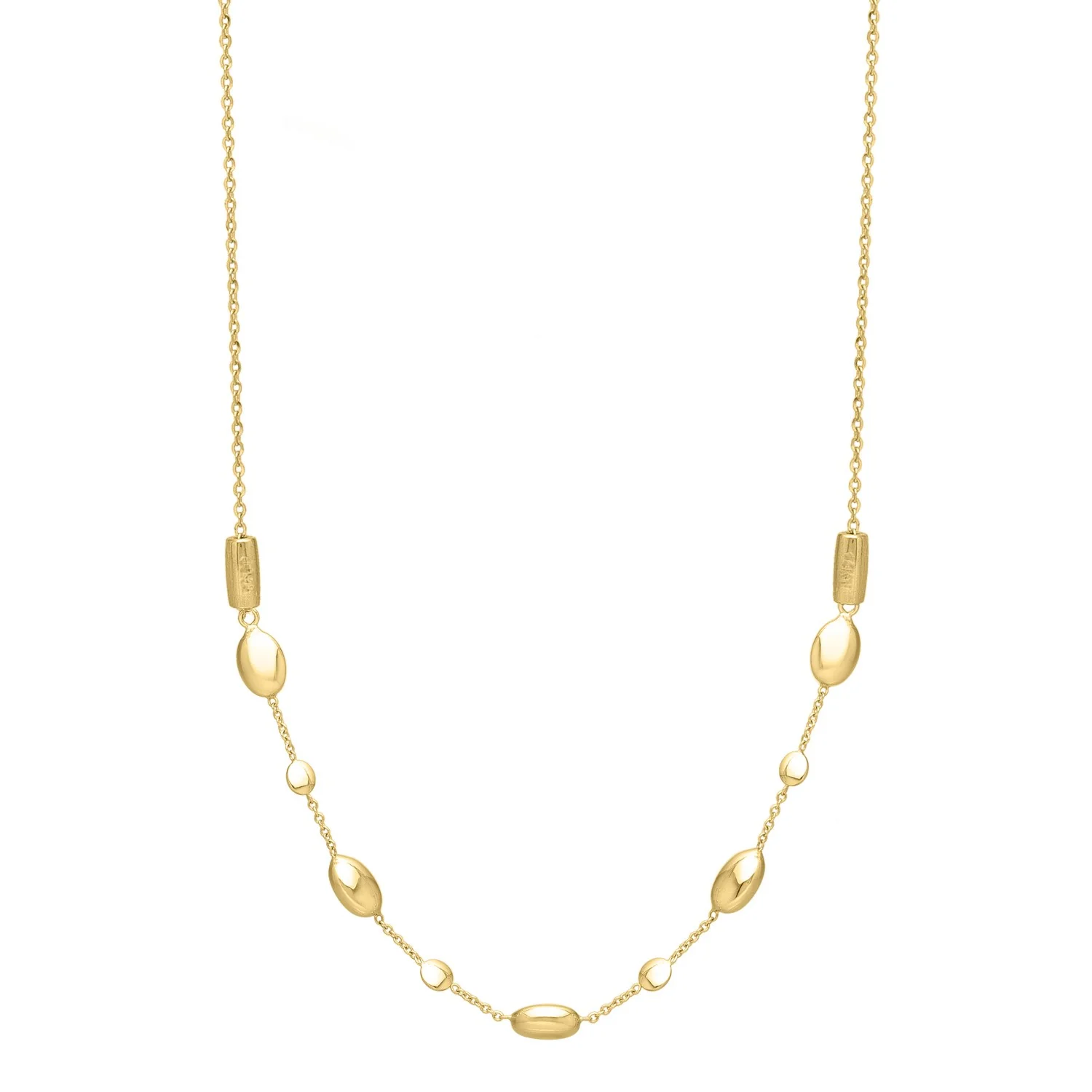 Adjustable Puff Pebble Necklace in 14K Yellow Gold - Image 2
