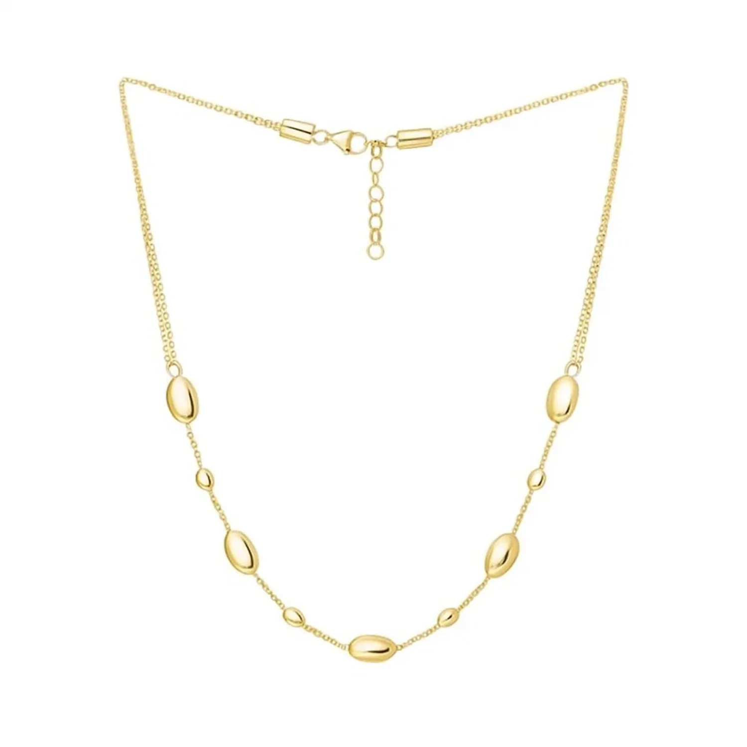 Adjustable Puff Pebble Necklace in 14K Yellow Gold - Image 6