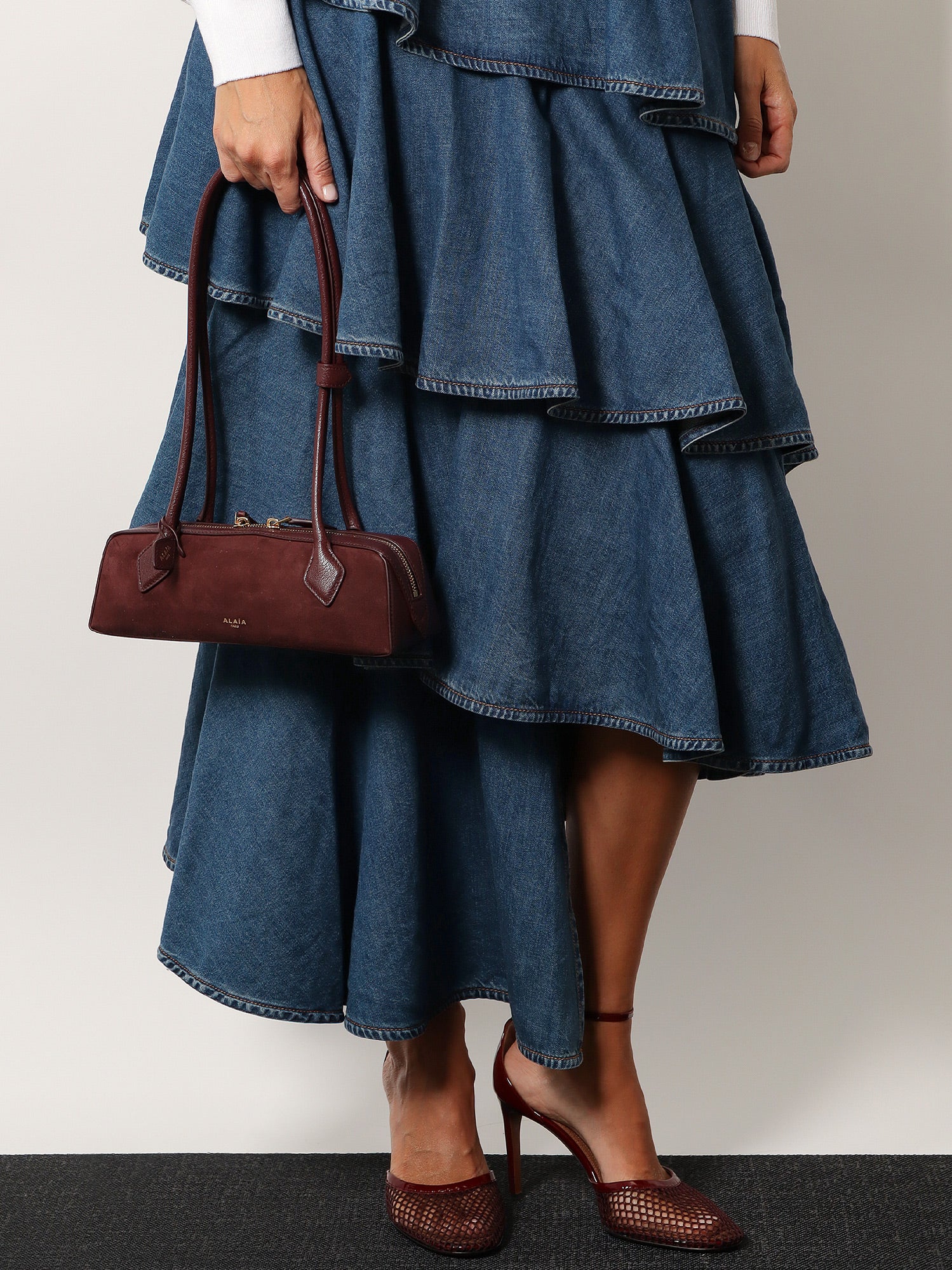 Alaia Teckel Small Suede Shoulder Bag - Image 2
