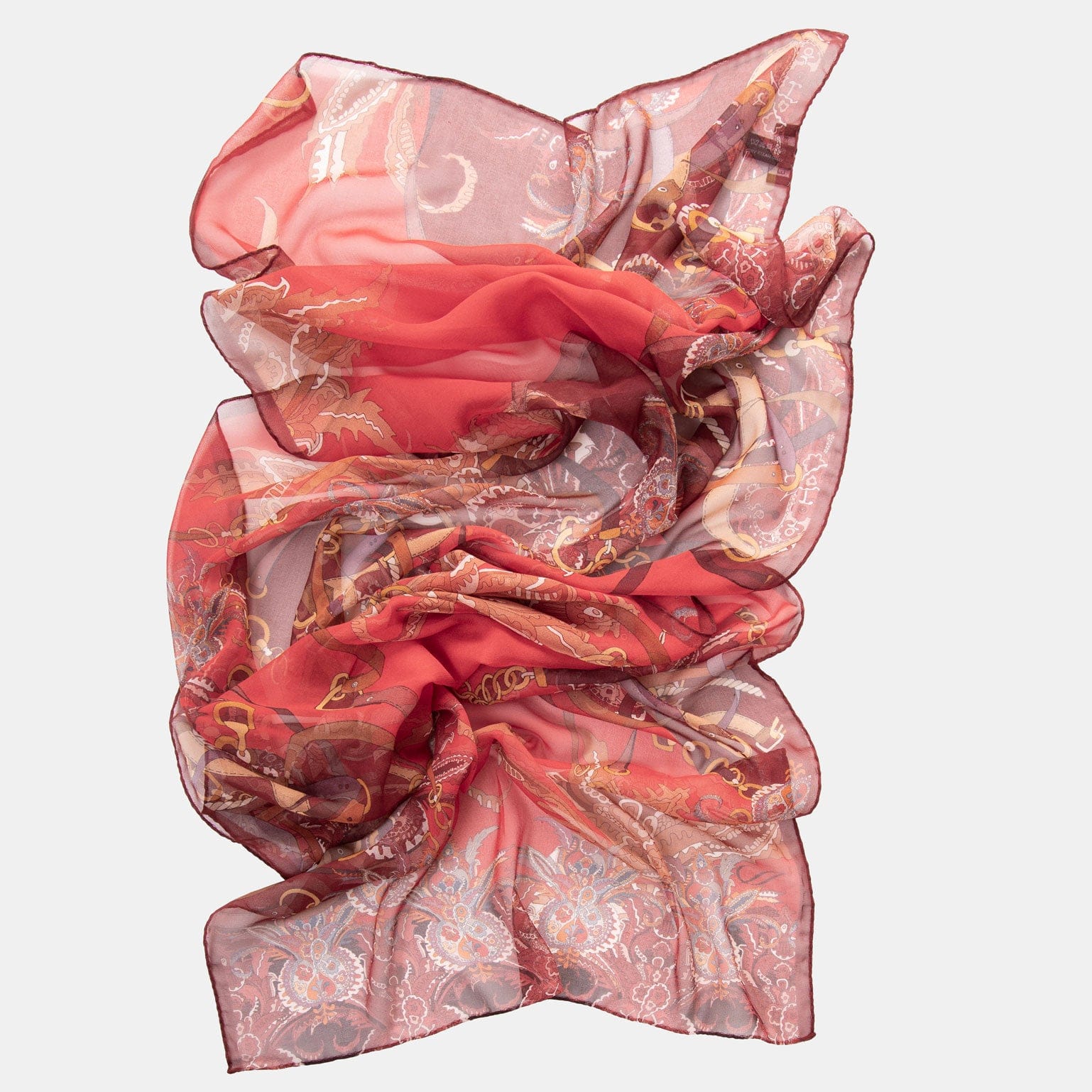 Elizabetta Alessandra Long Sheer Silk Scarf - Red - Image 6