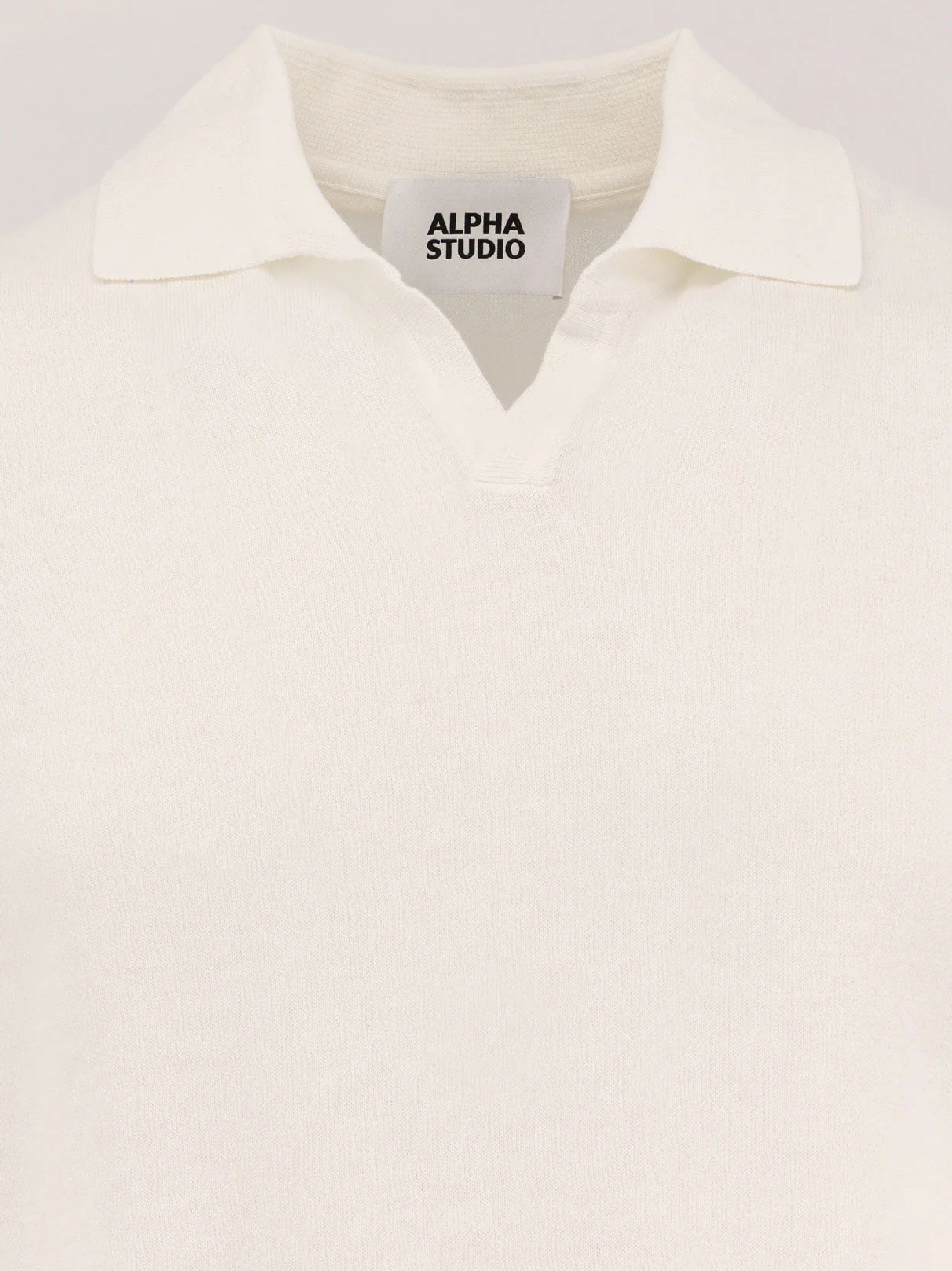 Alpha-Studio Cotton Crepe Polo Shirt - Image 3