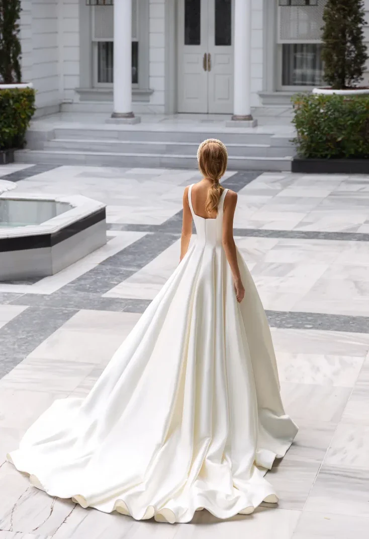 Alysee Minimalist Mikado A-Line Wedding Gown - Image 2