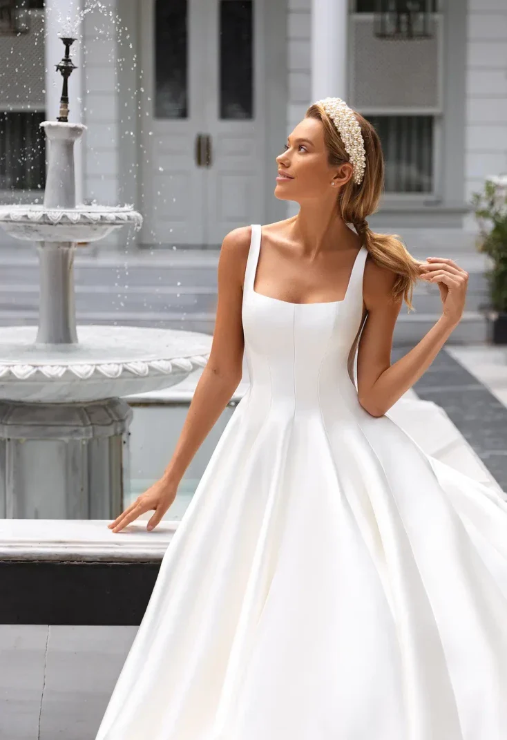 Alysee Minimalist Mikado A-Line Wedding Gown - Image 4