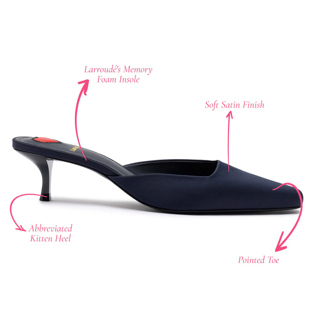 Larroude Amal Mule In Ocean Satin - Image 5