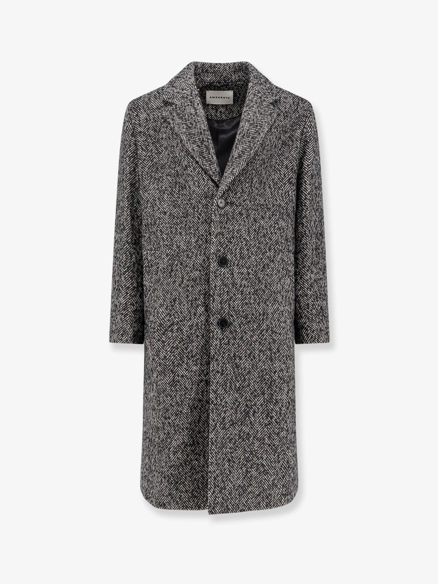 Amaranto Herringbone Pattern Wool Coat