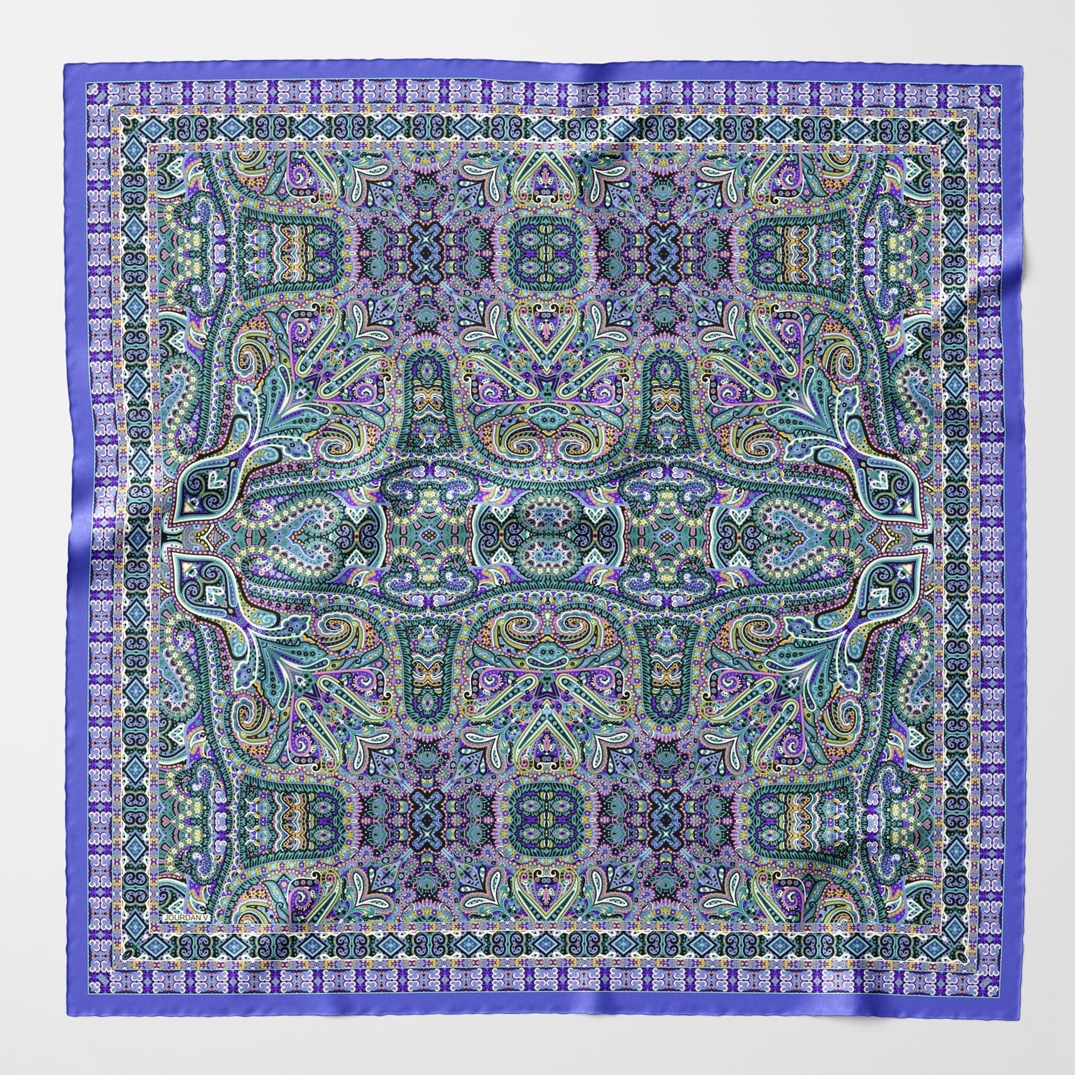 Elizabetta Ambra Large Silk Scarf In Blueberry