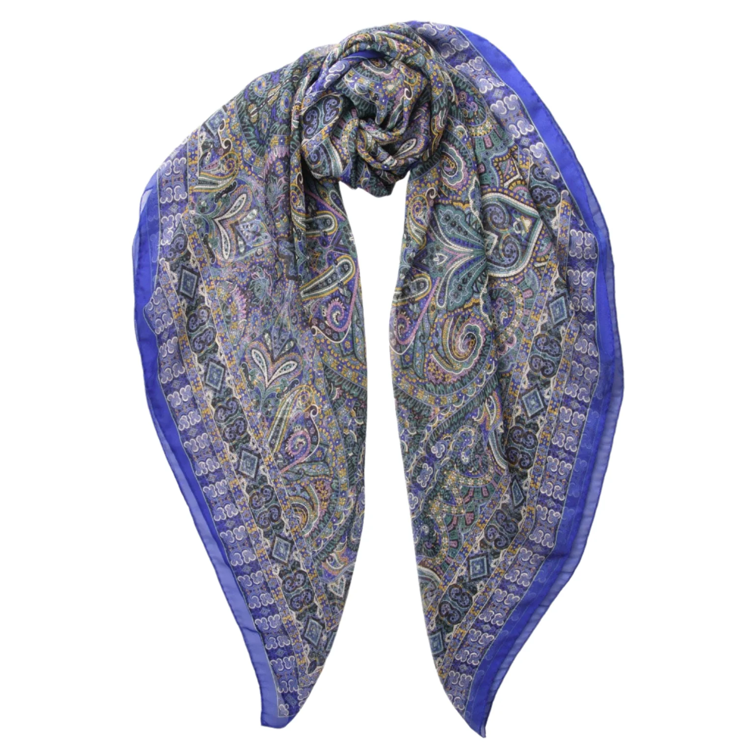 Elizabetta Ambra Large Silk Scarf In Blueberry - Image 2