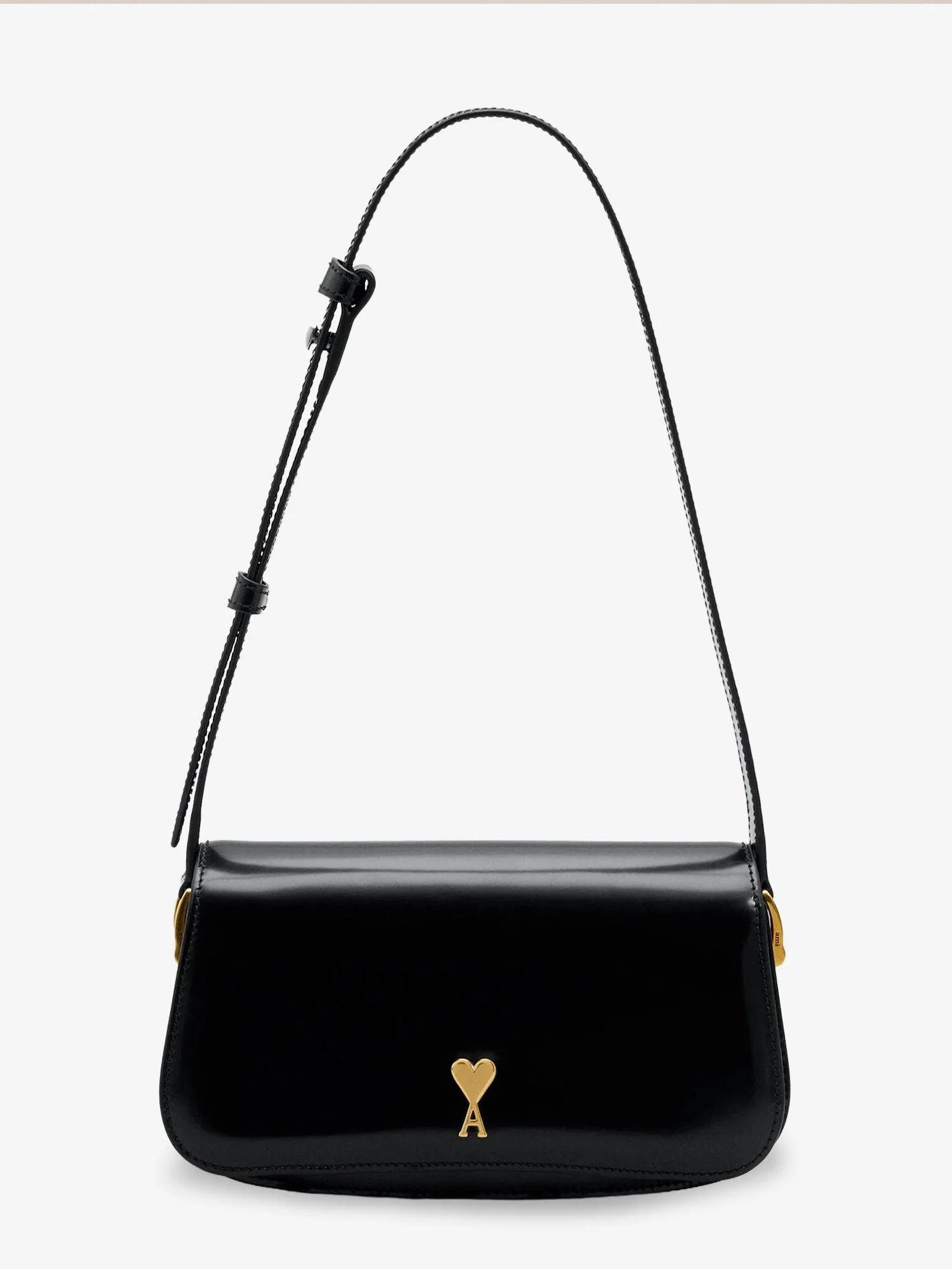 Ami Paris Leather Shoulder Bag With Logo On The Front