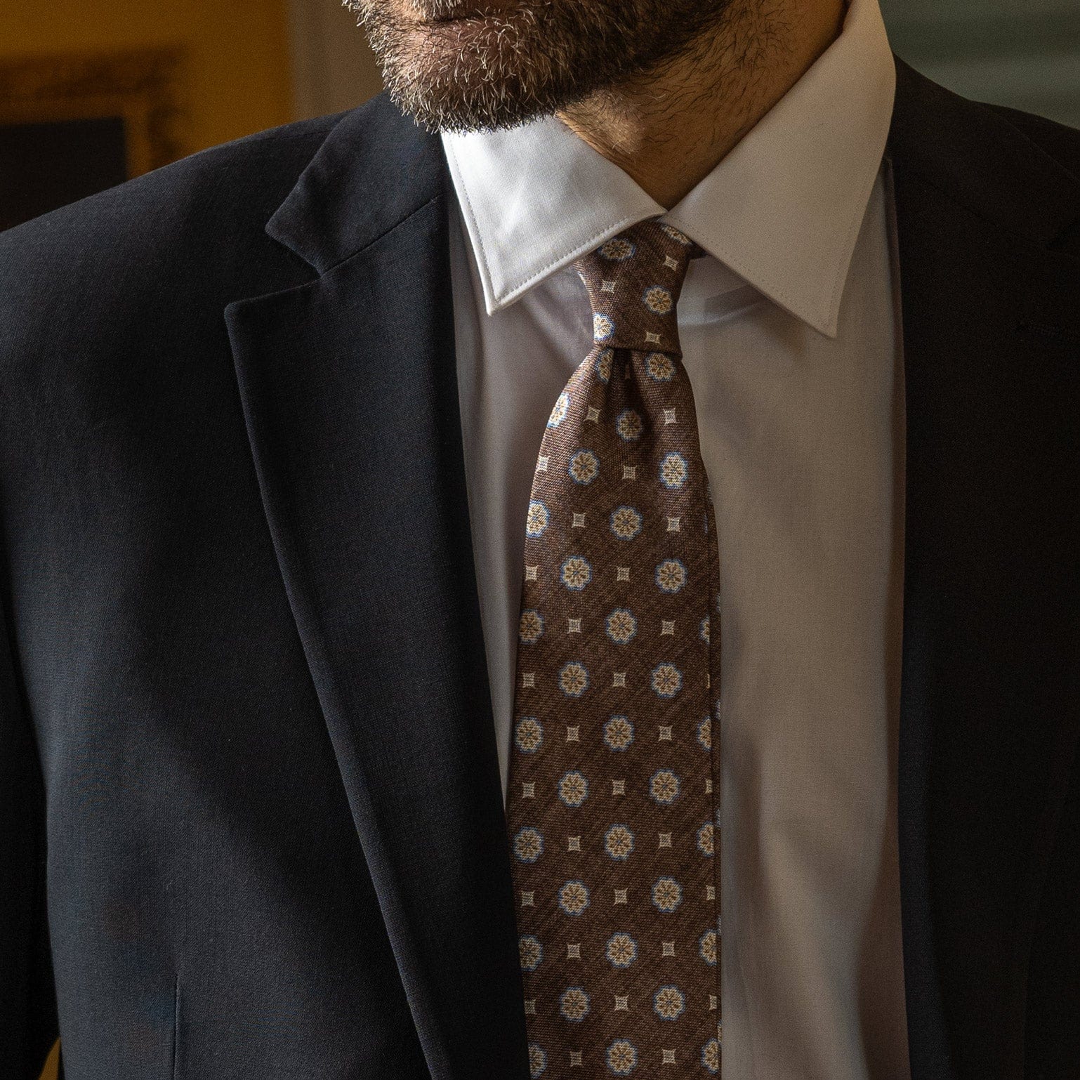 Elizabetta Antinori Printed Silk Tie - Brown - Image 3