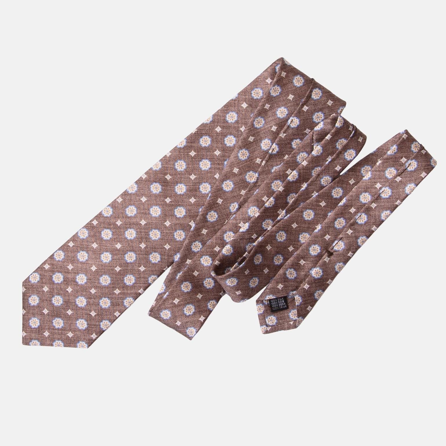Elizabetta Antinori Printed Silk Tie - Brown - Image 8
