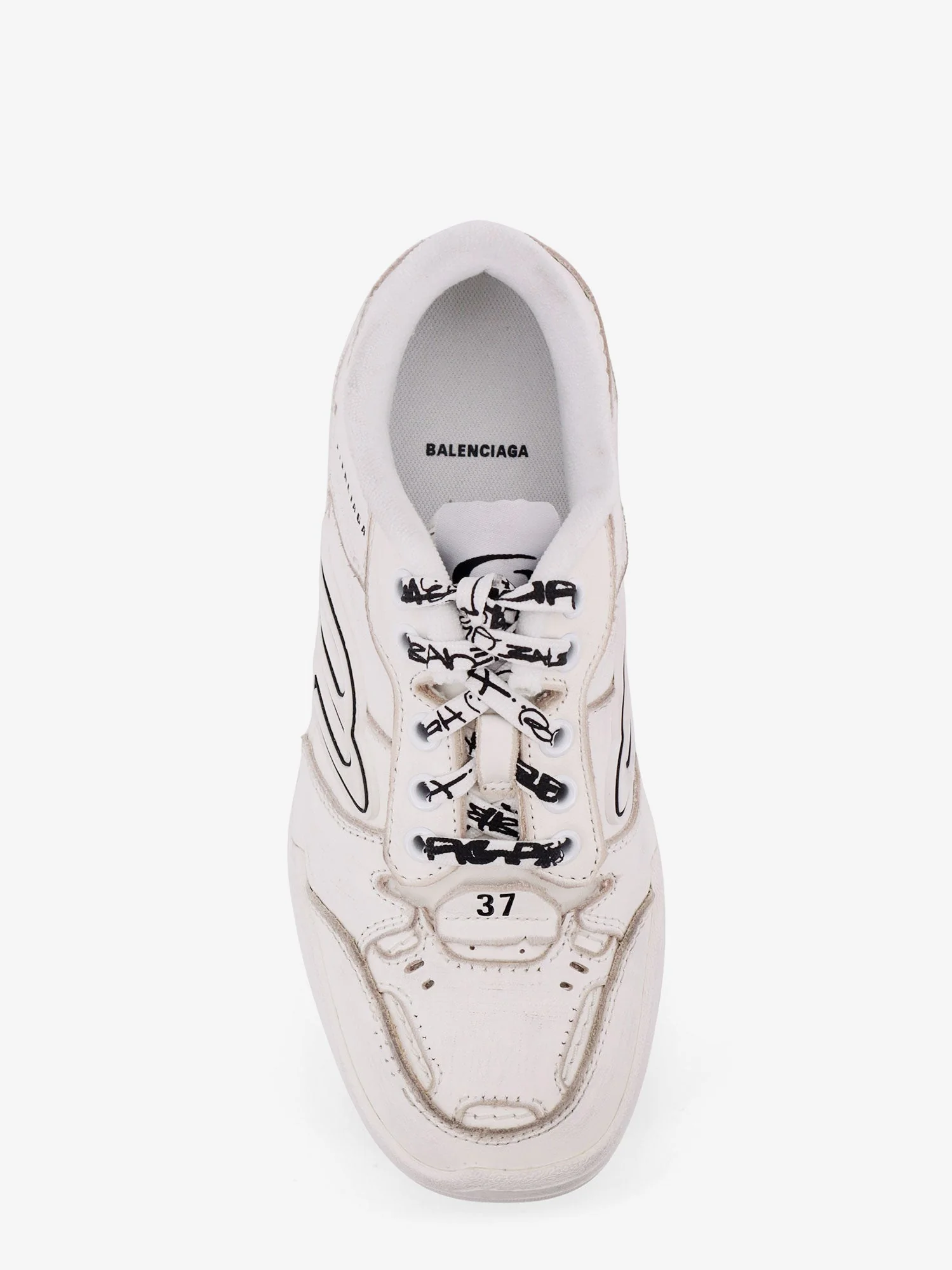 Balenciaga Hamptons Worn-Out Leather Low-Top Sneakers - Image 5