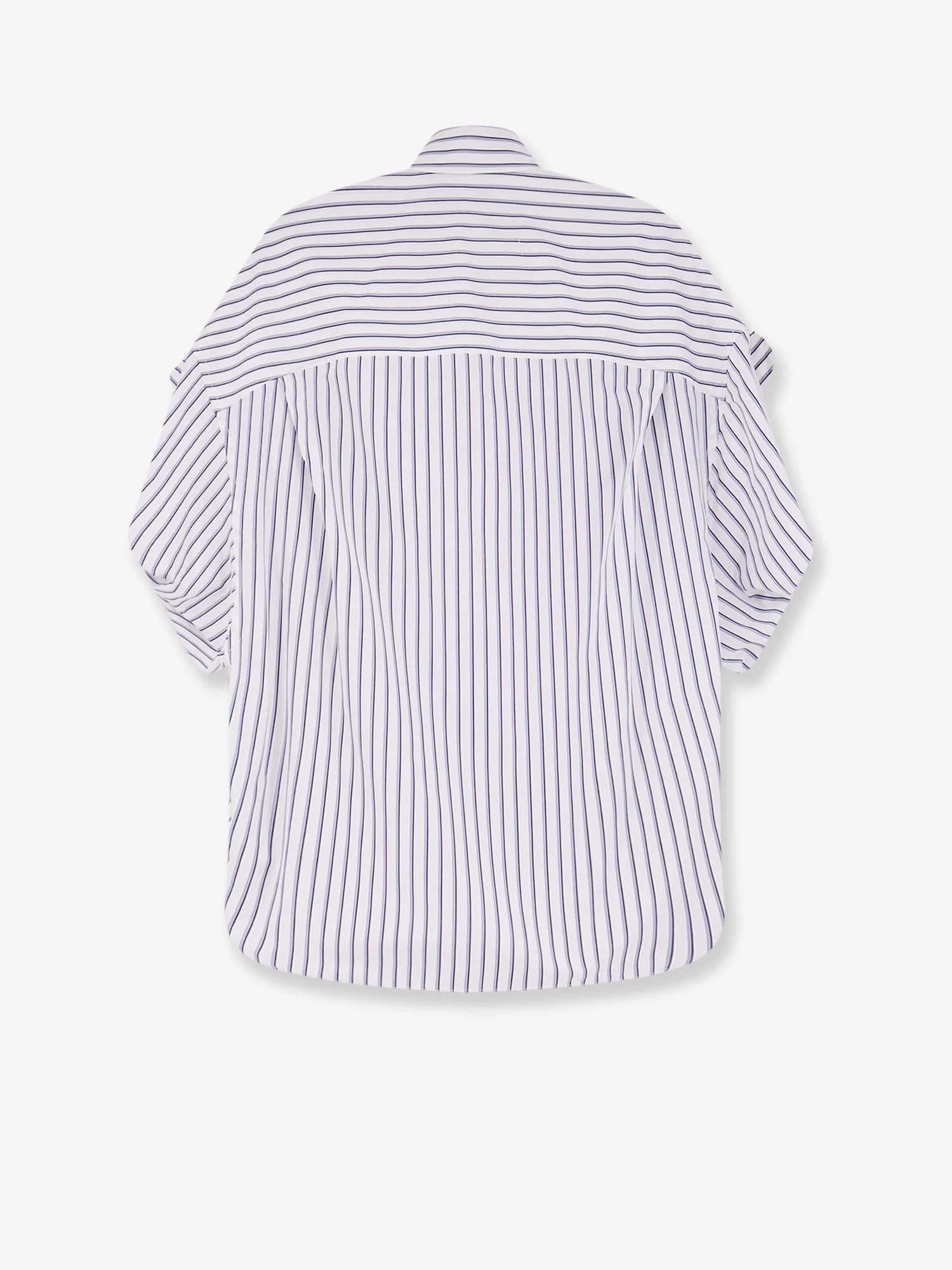 Balenciaga Tucked Sleeve Striped Cotton Shirt - Image 2