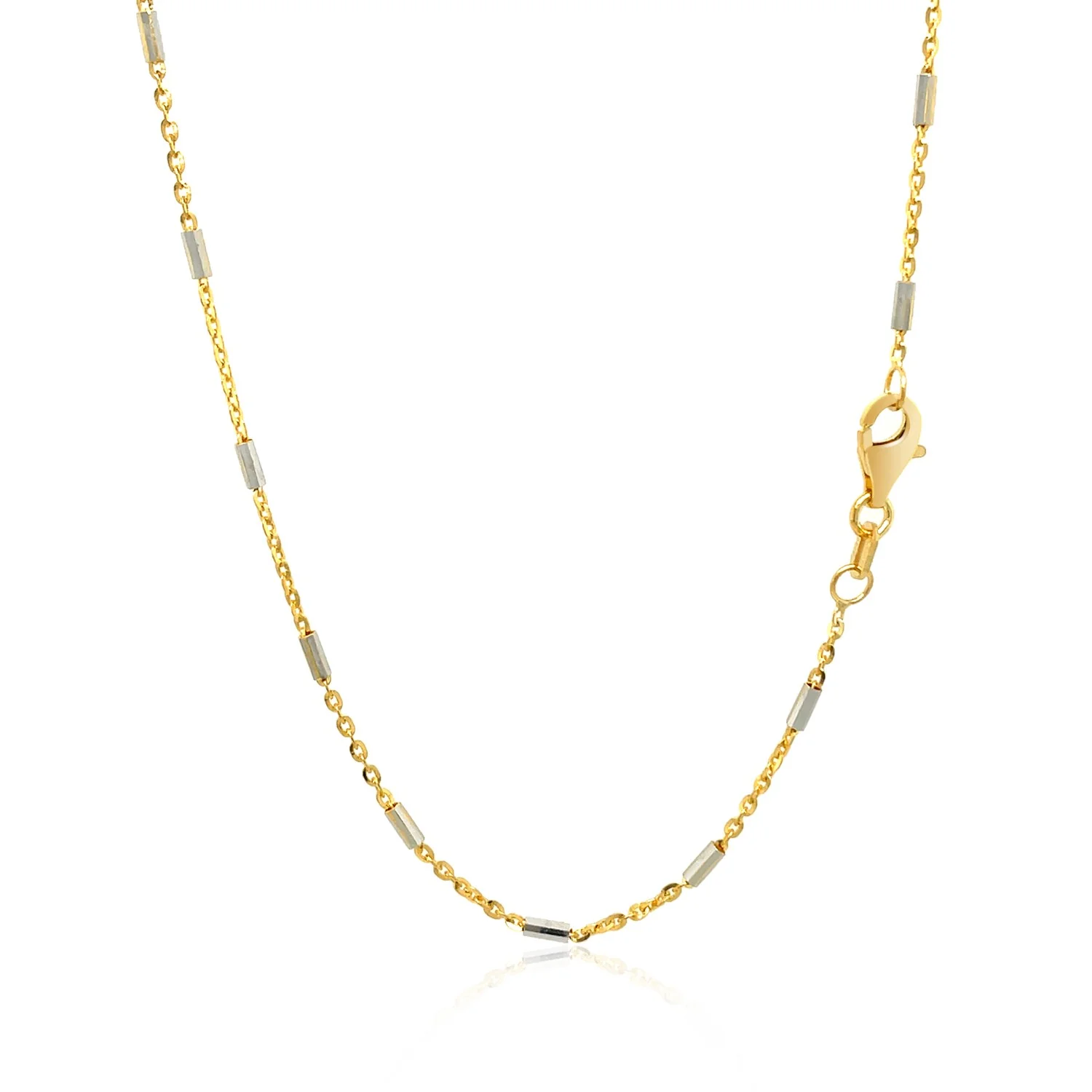 Bar Links Pendant Chain in 14k Two Tone Gold (1.4mm) - Image 17