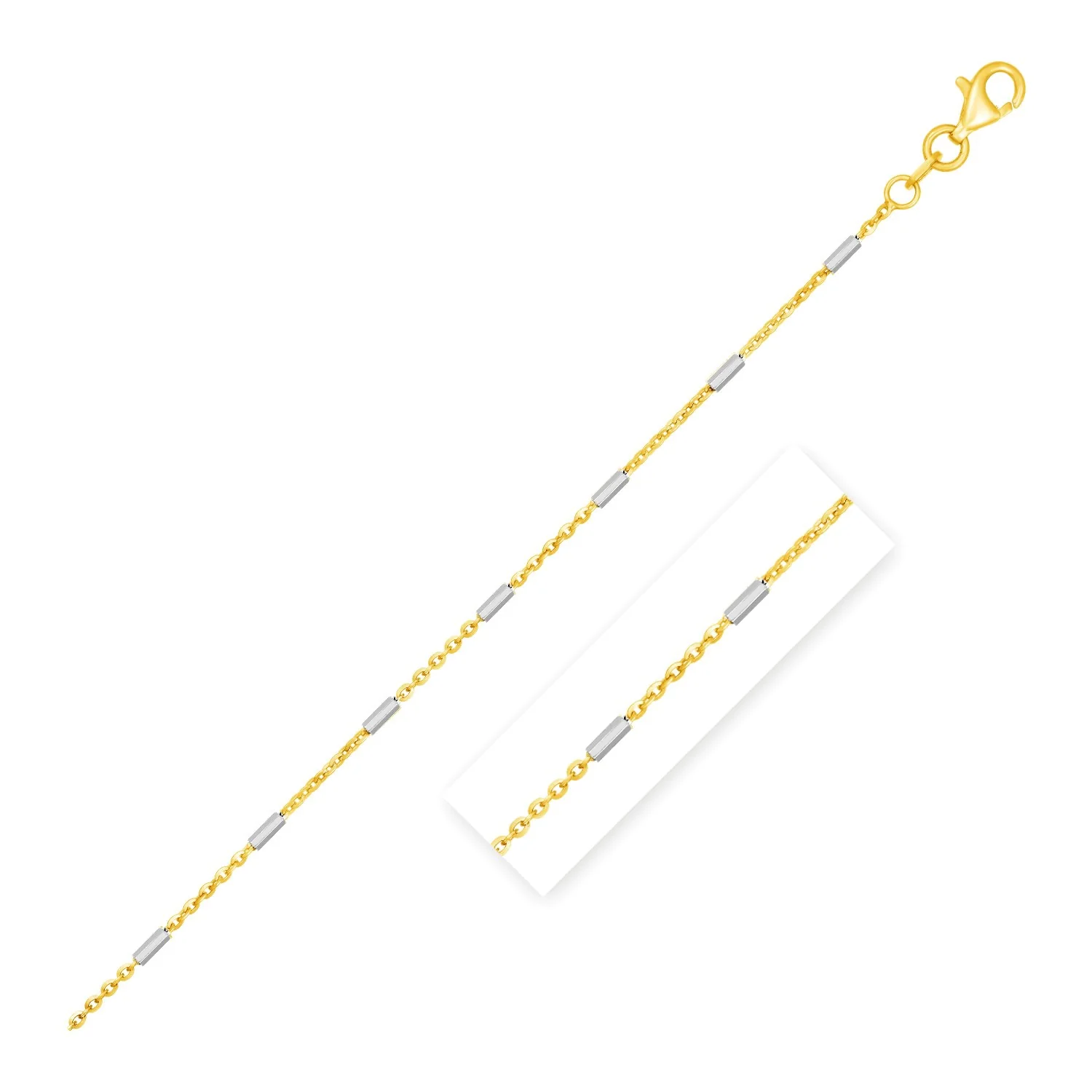 Bar Links Pendant Chain in 14k Two Tone Gold (1.4mm) - Image 2