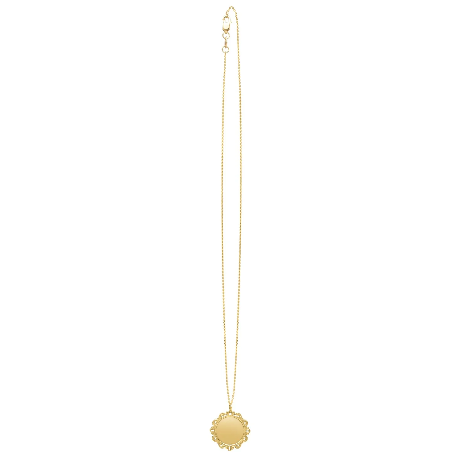 Baroque Round Pendant and Necklace in 14K Yellow Gold - Image 10