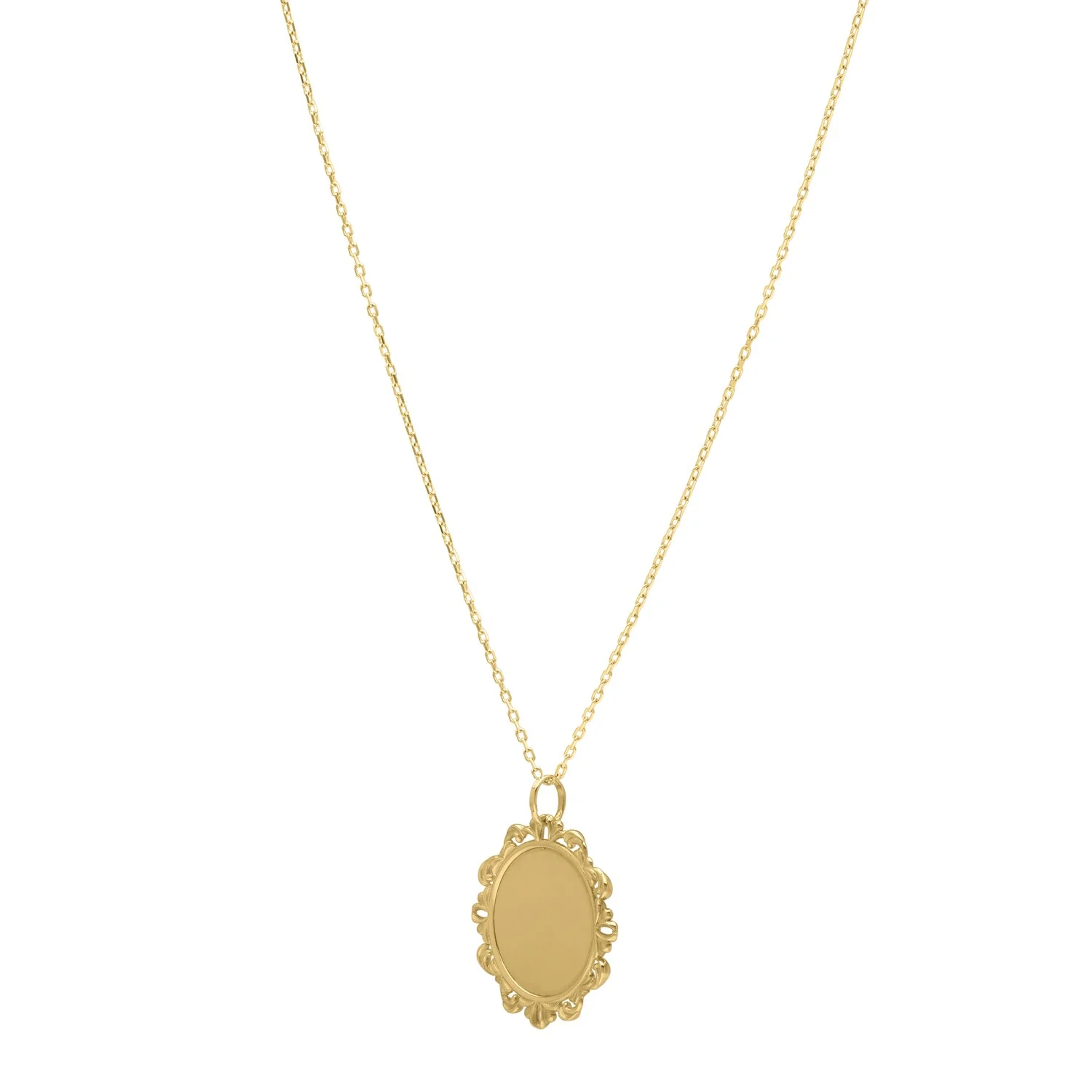 Baroque Round Pendant and Necklace in 14K Yellow Gold - Image 3