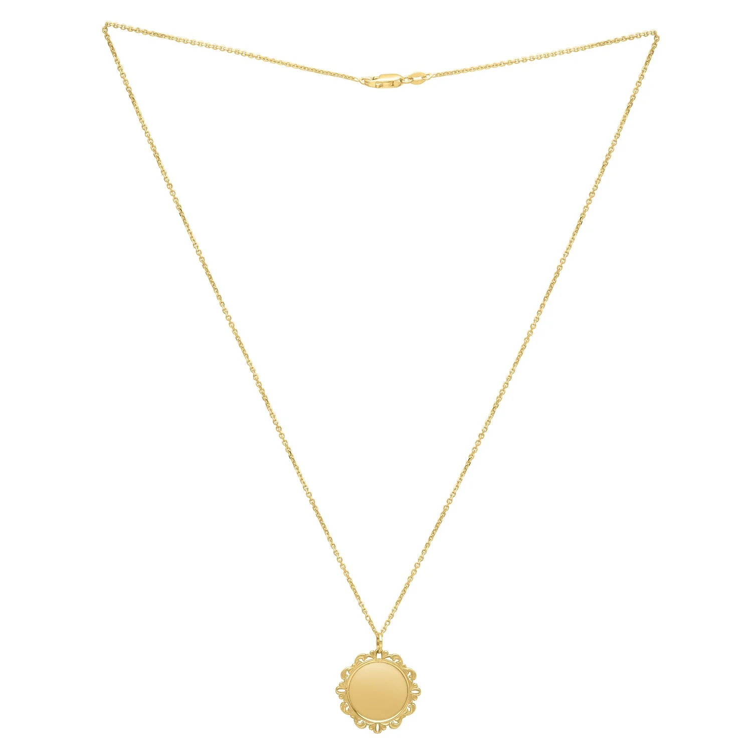 Baroque Round Pendant and Necklace in 14K Yellow Gold - Image 6