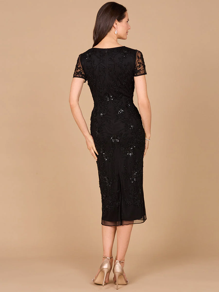 Beaded Midi Dress with Cap Sleeves - Image 3