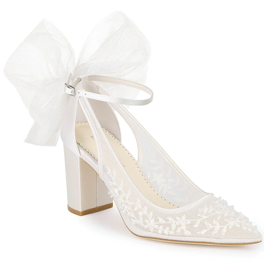 Bella Belle Easton Slingback Block Heel Bridal Shoes - Image 7
