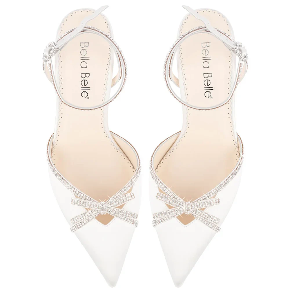 Bella Belle Karissa Ivory Crystal Bow Block Heel Bridal Shoe - Image 3