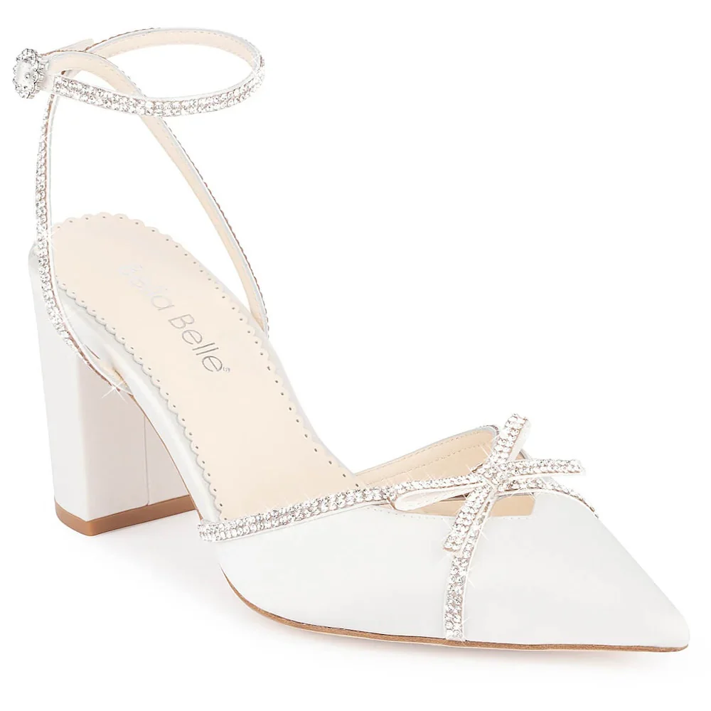 Bella Belle Karissa Ivory Crystal Bow Block Heel Bridal Shoe - Image 4
