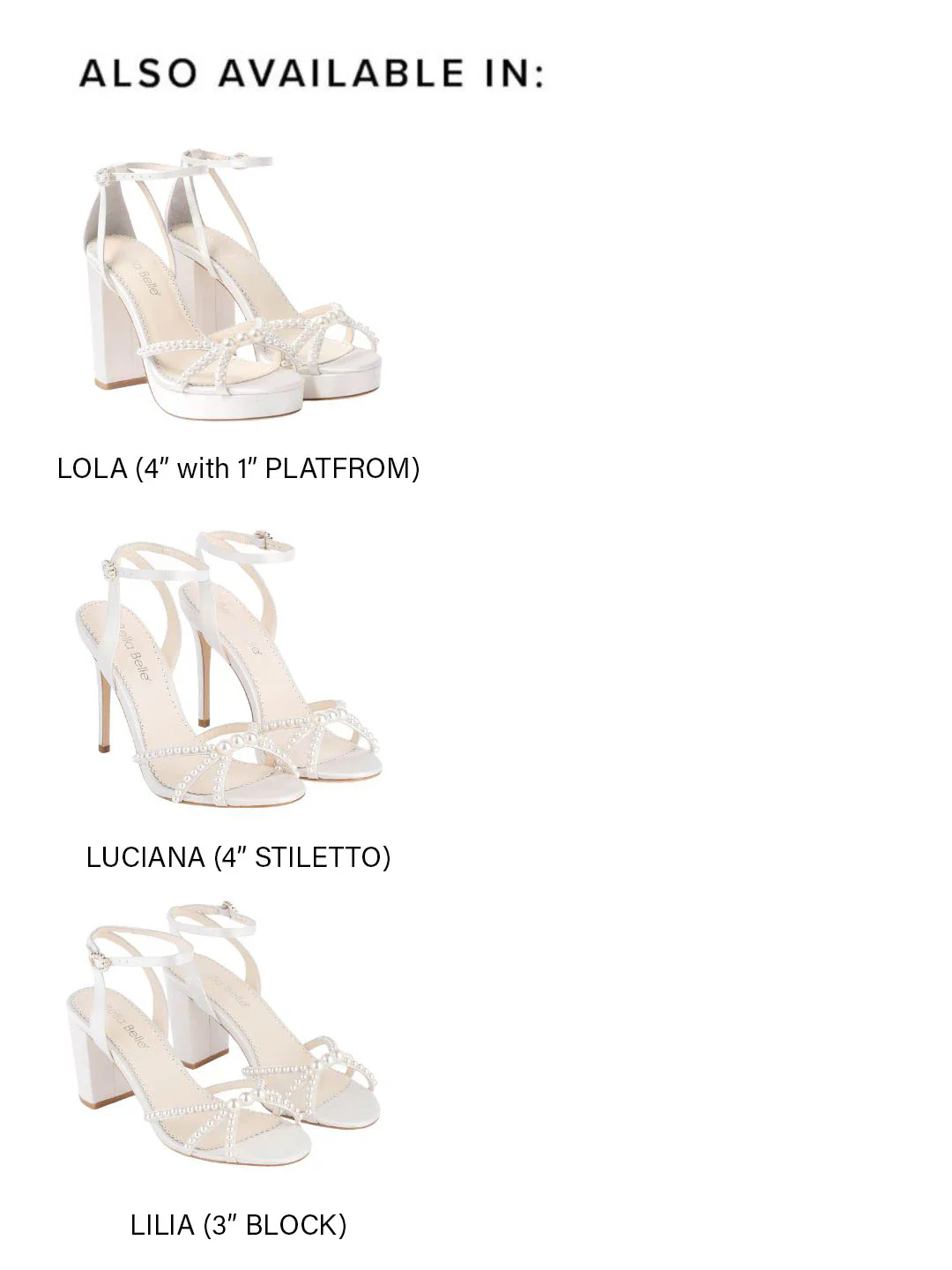 Bella Belle Lilia Ivory Pearl Strap Block Heel Bridal Shoes - Image 3