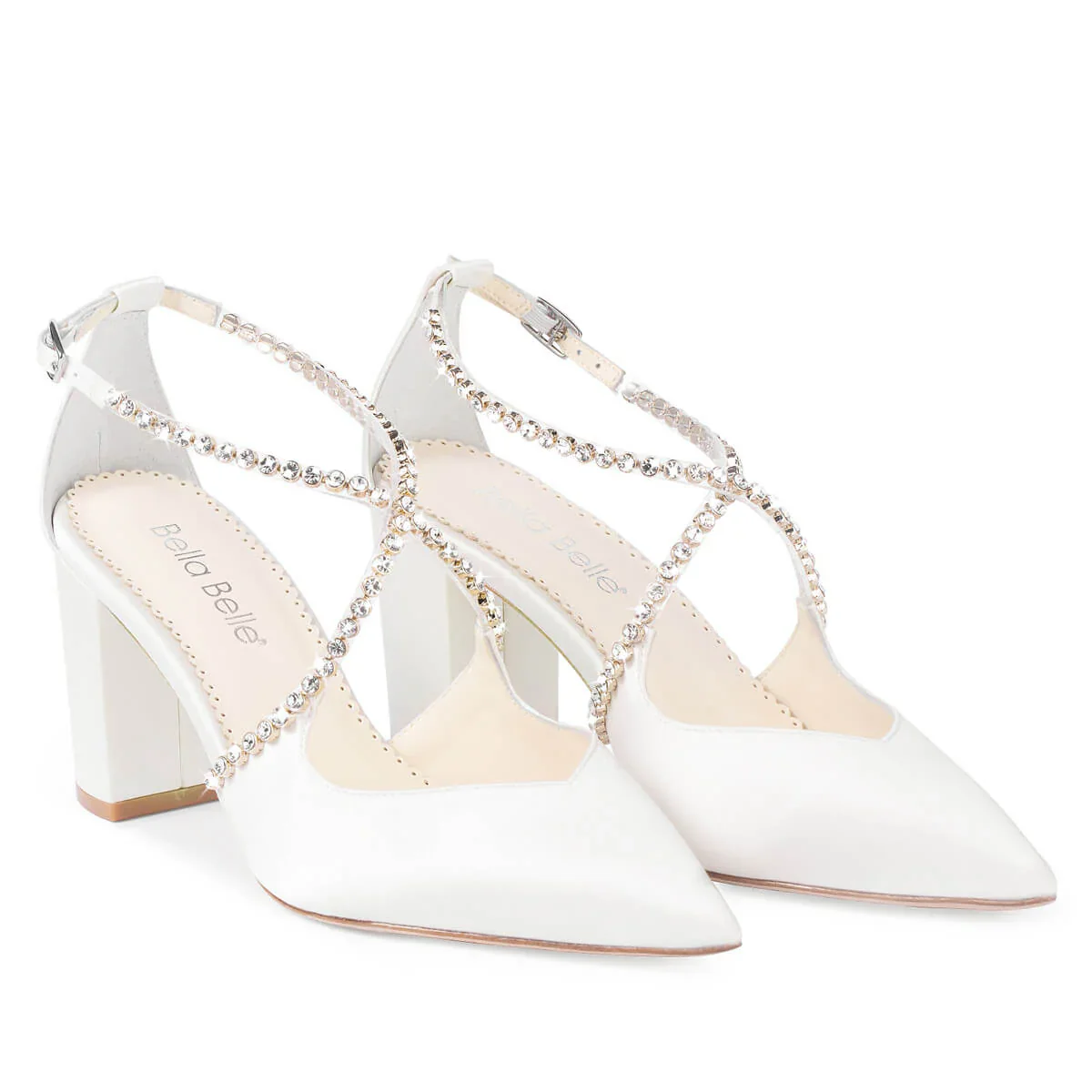 Bella Belle Massie Ivory Crystal Block Heel Bridal Shoe - Image 2
