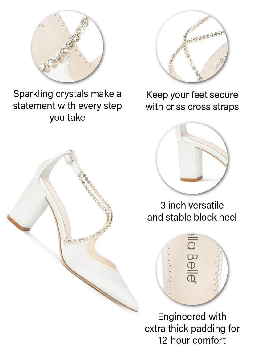 Bella Belle Massie Ivory Crystal Block Heel Bridal Shoe - Image 6