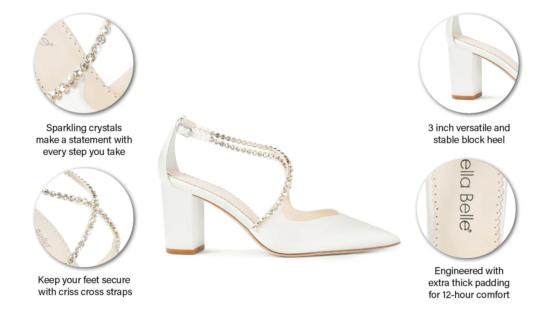 Bella Belle Massie Ivory Crystal Block Heel Bridal Shoe - Image 7