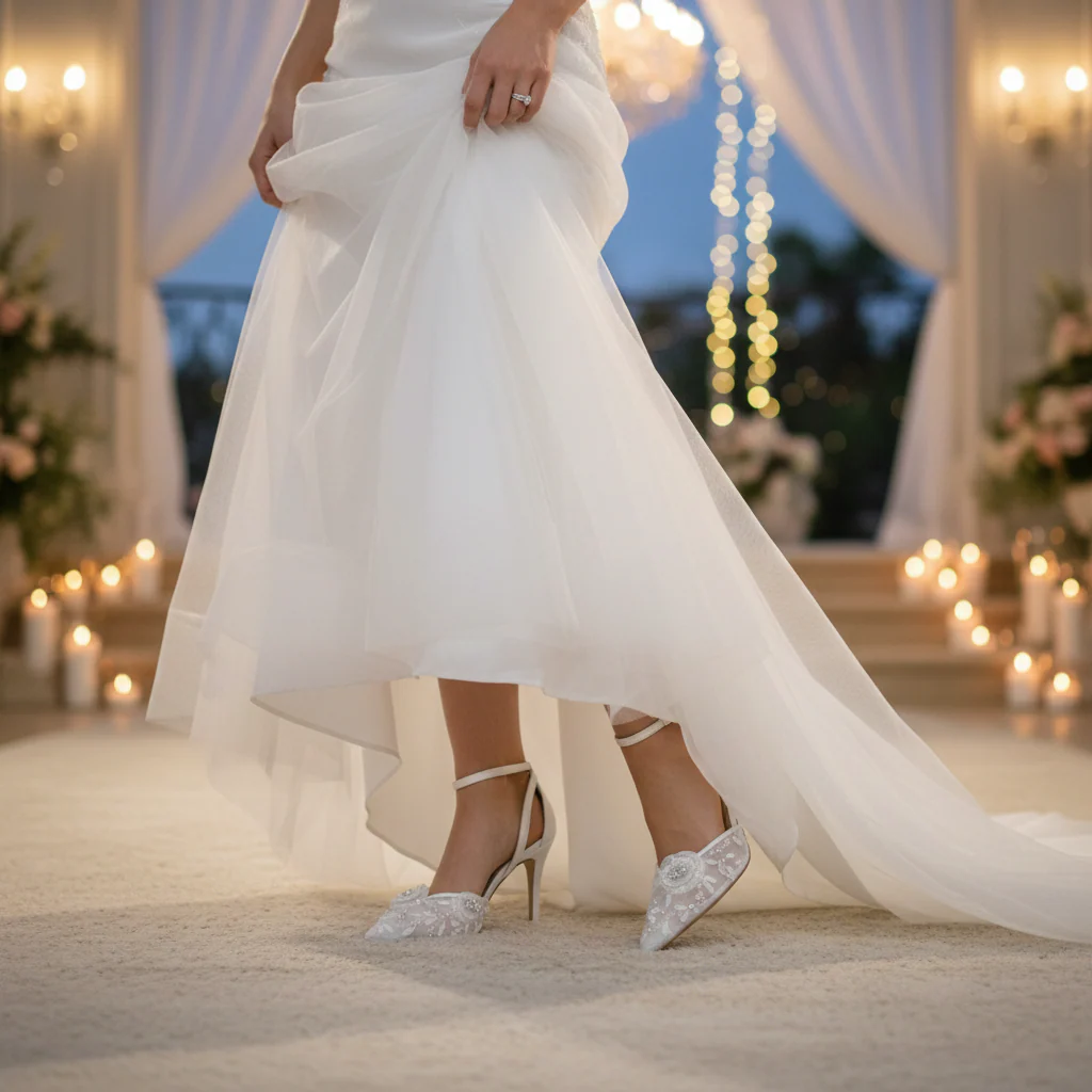 Bella Belle Norah Ivory Floral Ankle Strap Wedding Heels - Image 3