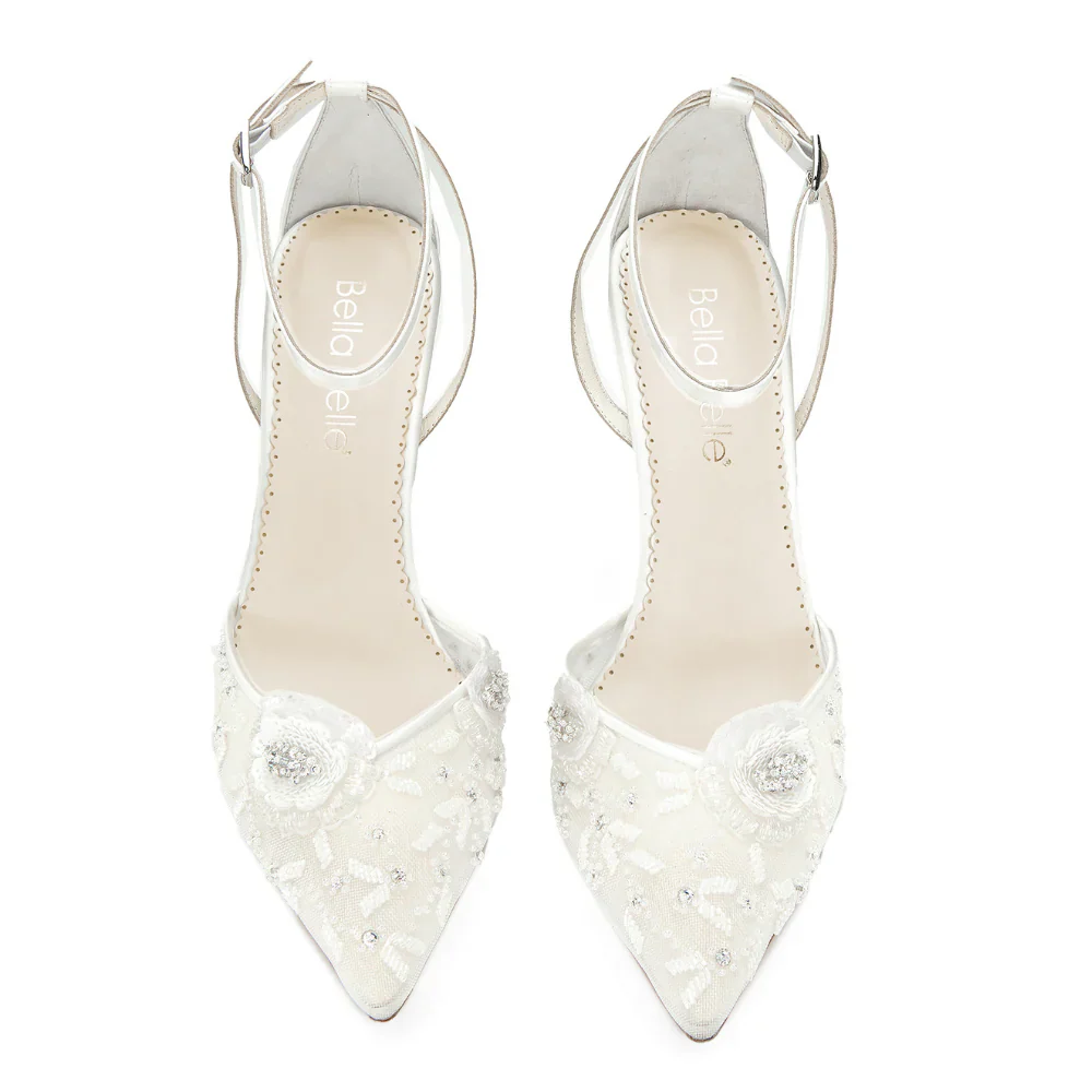 Bella Belle Norah Ivory Floral Ankle Strap Wedding Heels - Image 5