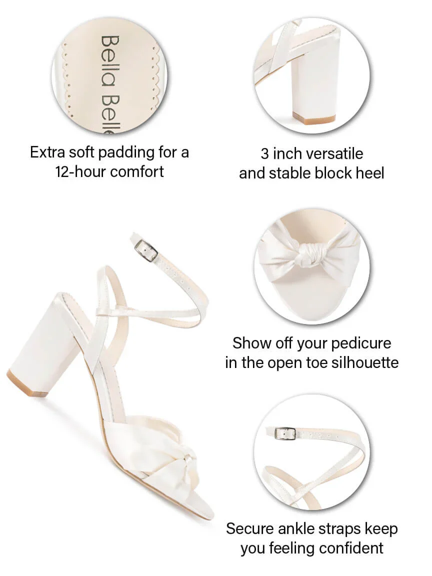 Bella Belle Sienna Silk Knotted Bow Block Heel Sandals - Image 3