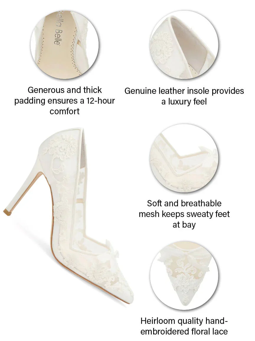 Bella Belle Sophia Ivory Lace Bridal Pumps – 4-Inch Heels - Image 8