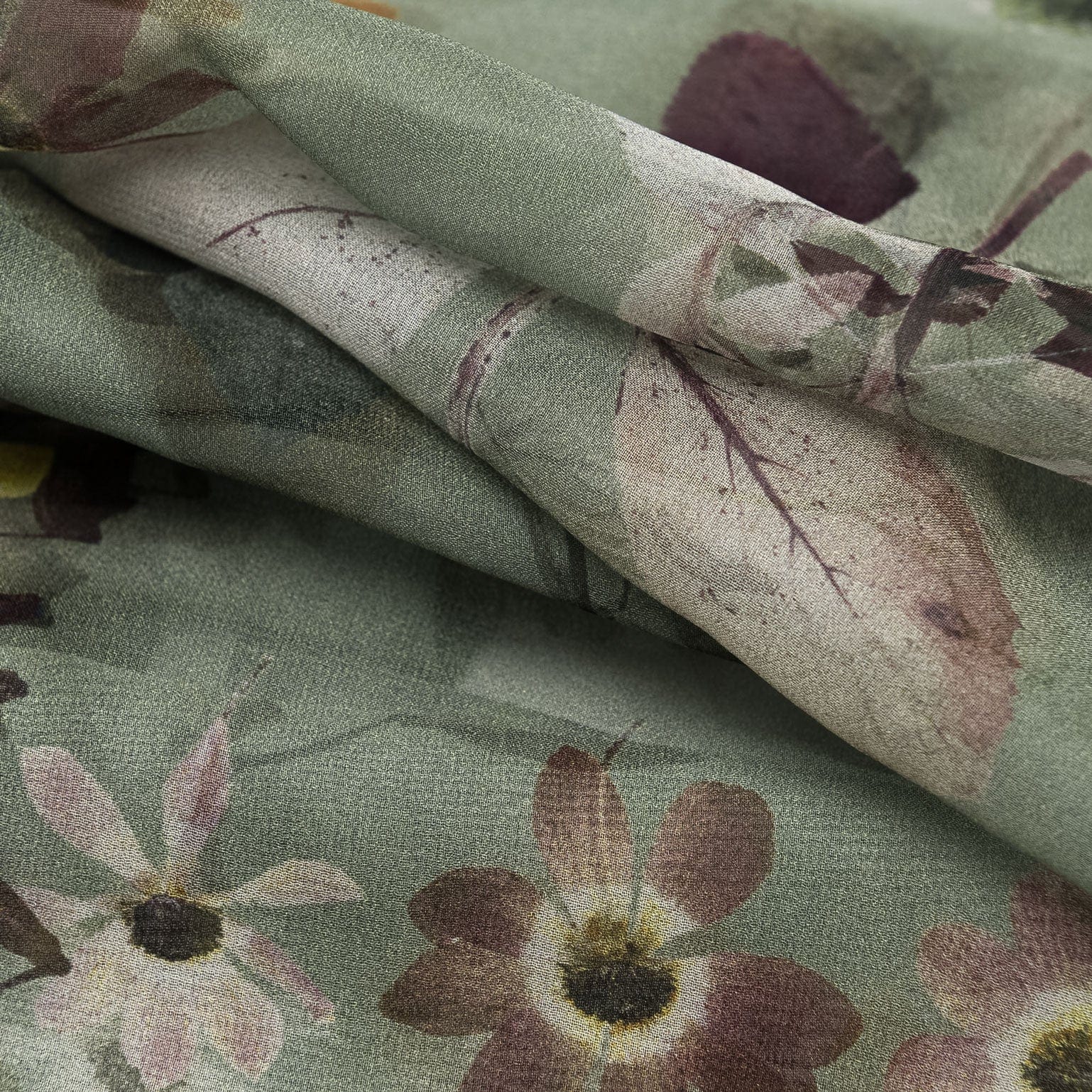 Elizabetta Botanica Long Sheer Silk Scarf - Green - Image 3