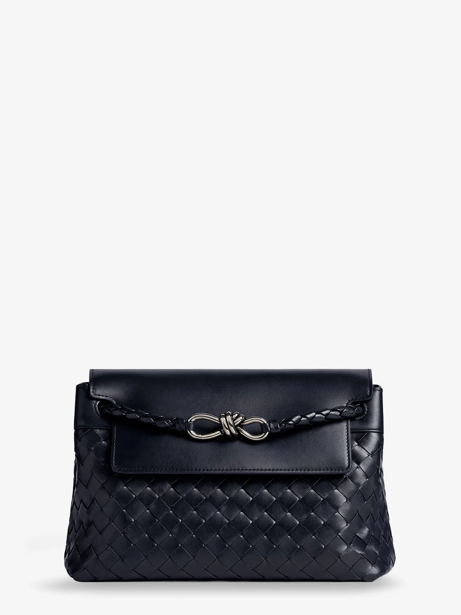 Bottega Veneta Andiamo Messenger Shoulder Bag In Woven Leather With Knot Detail