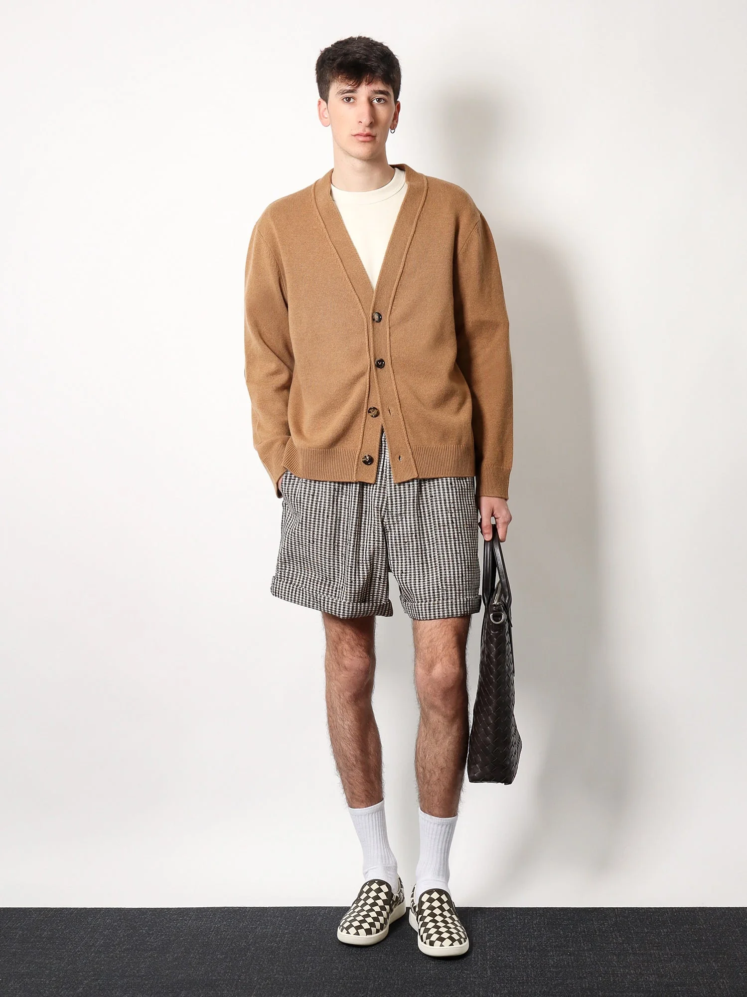 Bottega Veneta Cashmere Cardigan With Intrecciato Iconic Motif Leather  Details - Image 2