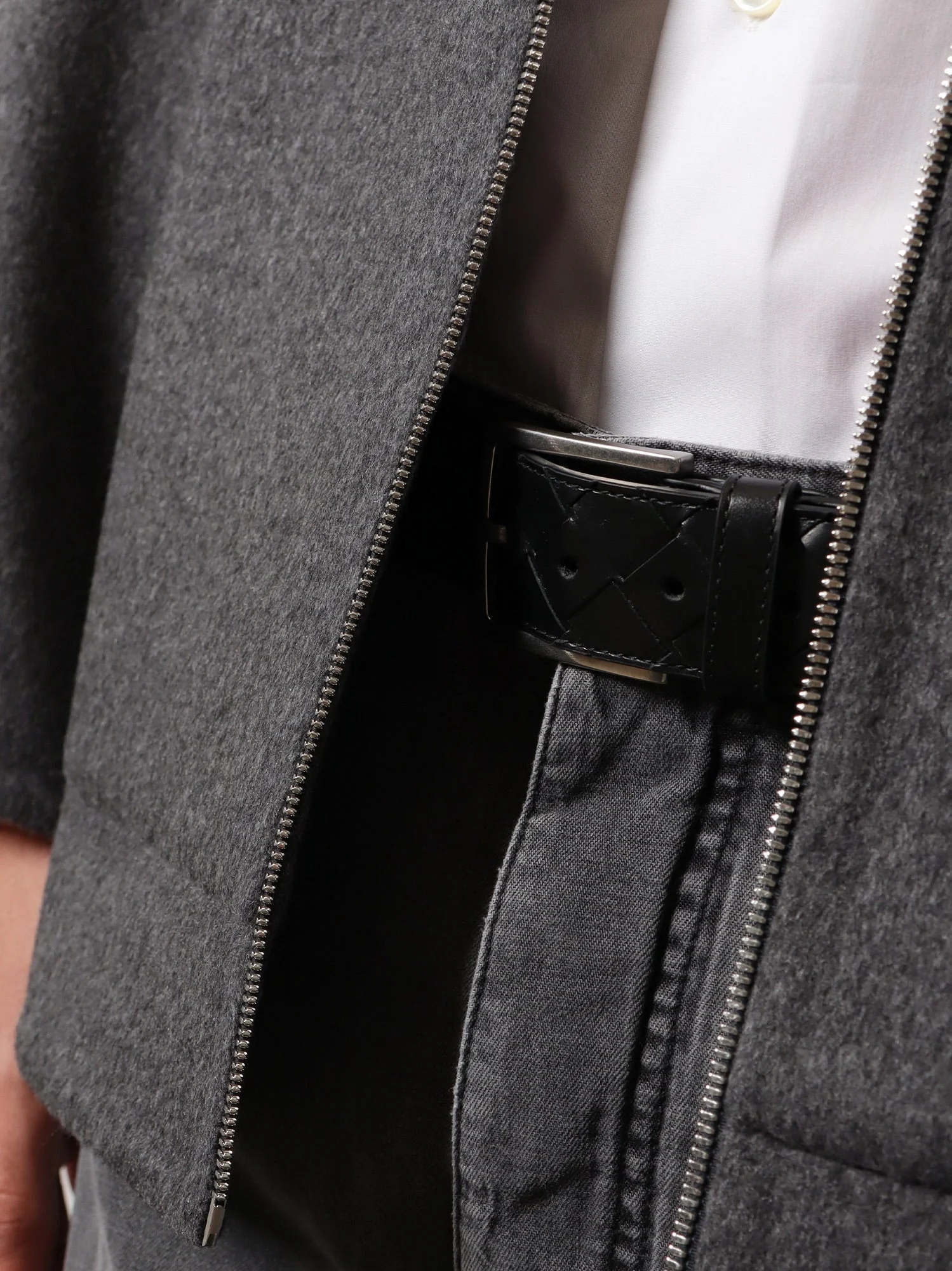 Bottega Veneta Leather Belt With Intrecciato Motif - Image 2