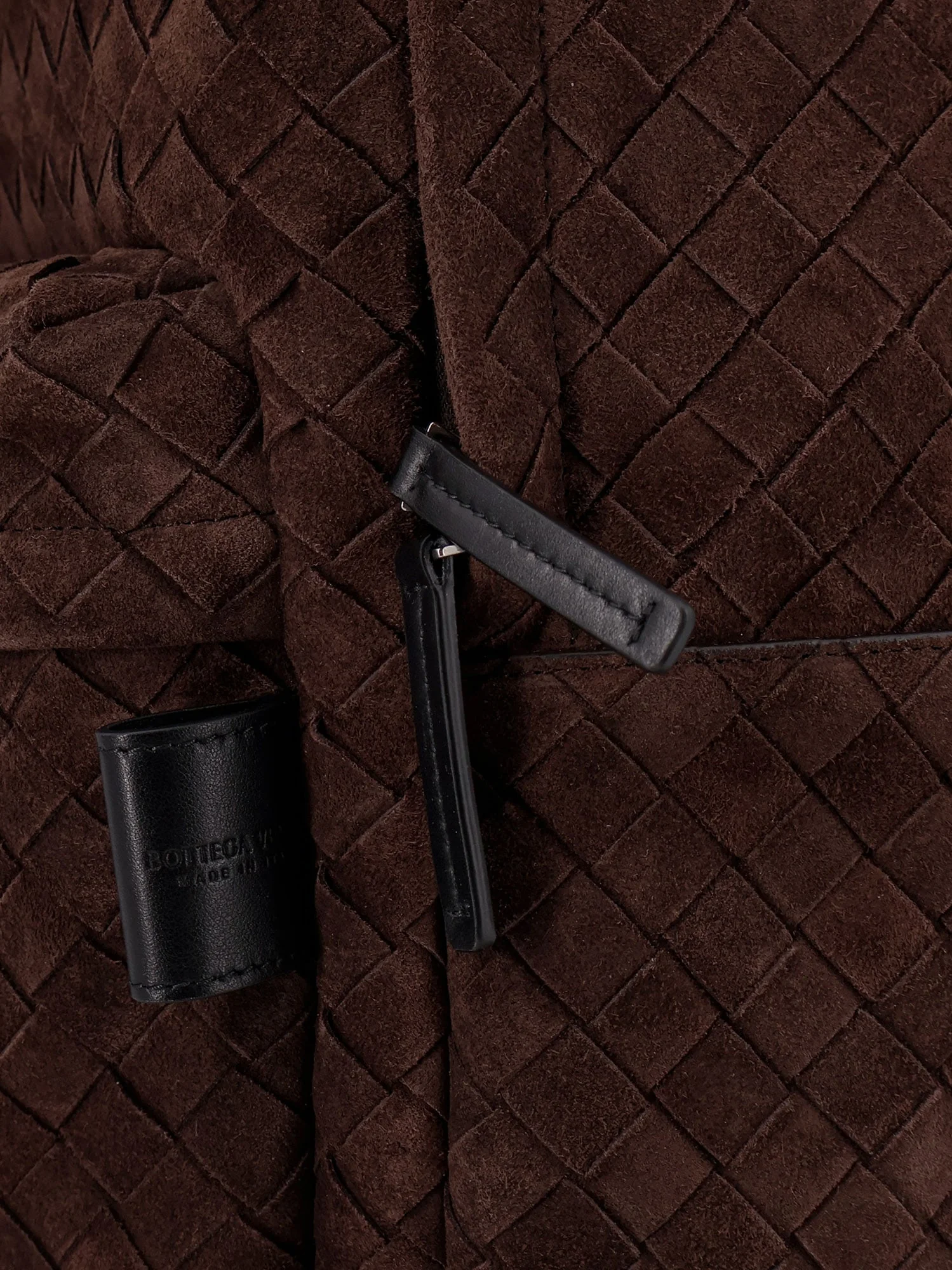 Bottega Veneta Suede Backpack With Intrecciato Motif - Image 4
