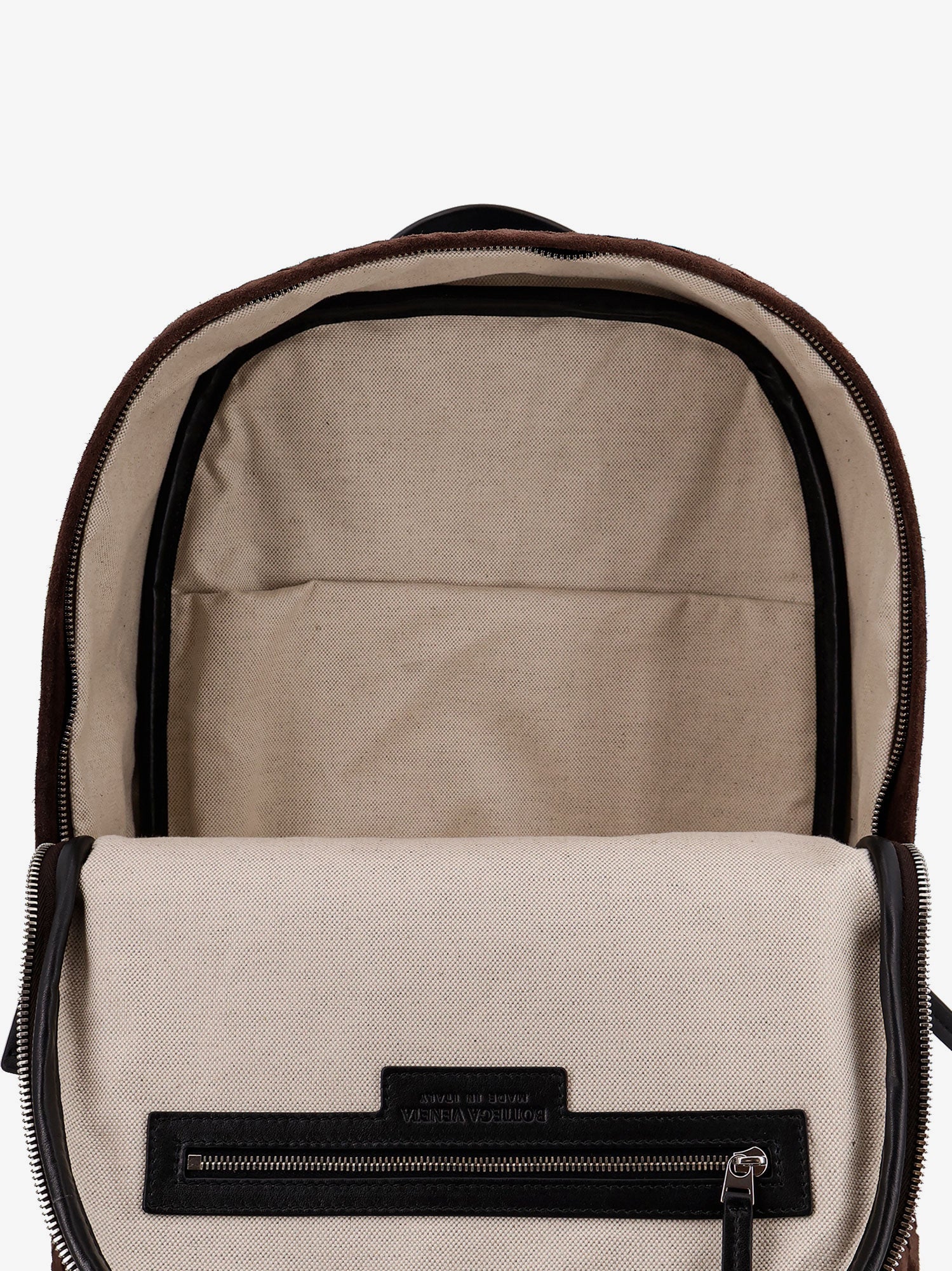 Bottega Veneta Suede Backpack With Intrecciato Motif - Image 5