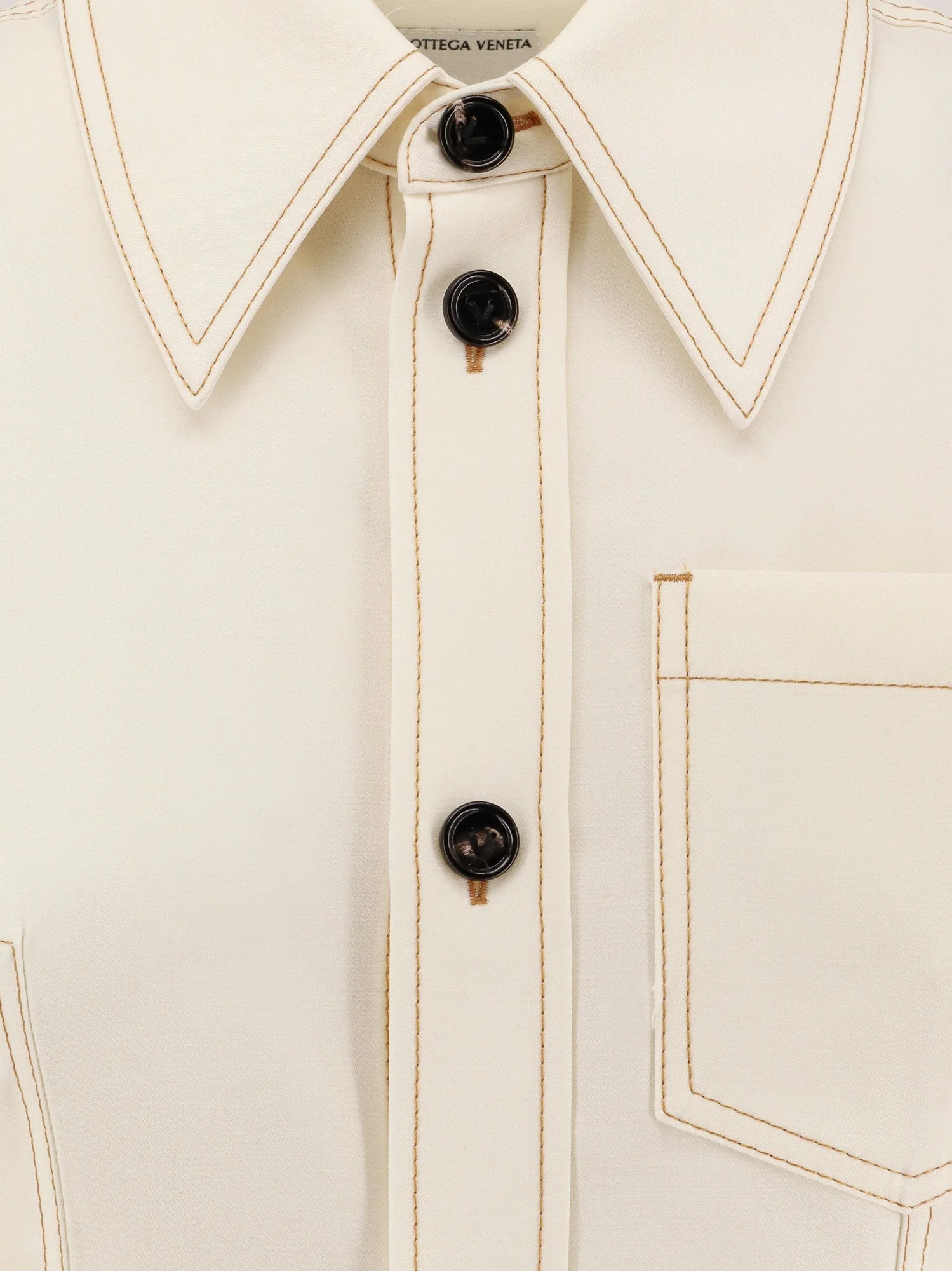 Bottega Veneta Traverl Light Wool Shirt With Maxi Pointed Collar - Image 5