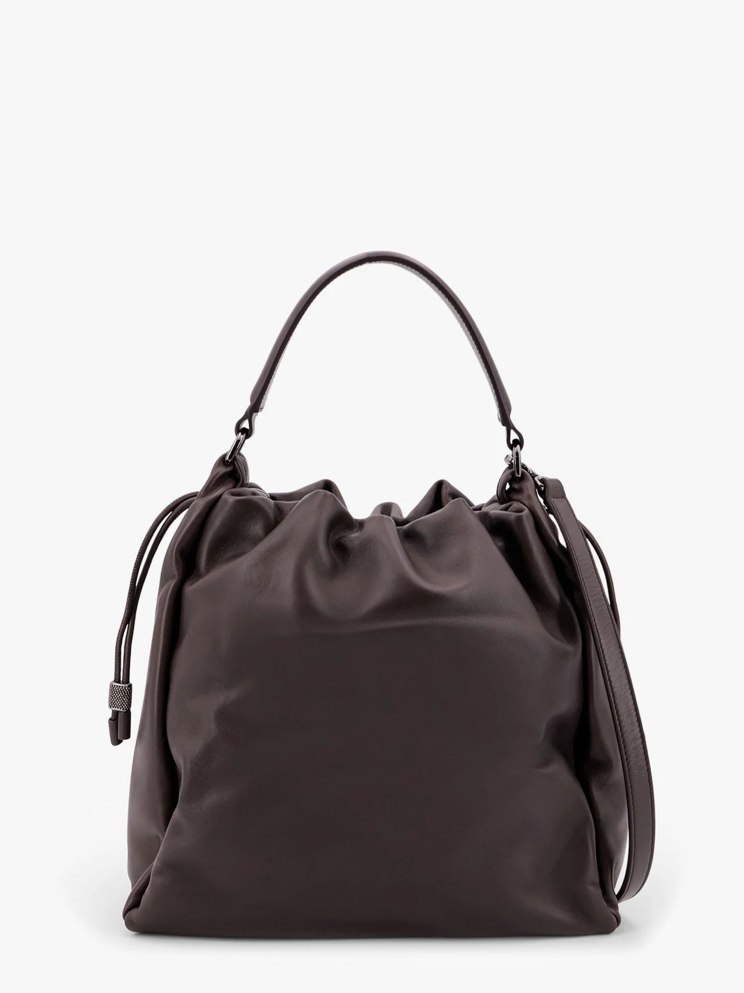 Brunello Cucinelli Bucket Mellow Leather Bucket Bag With Monili Detail - Image 3