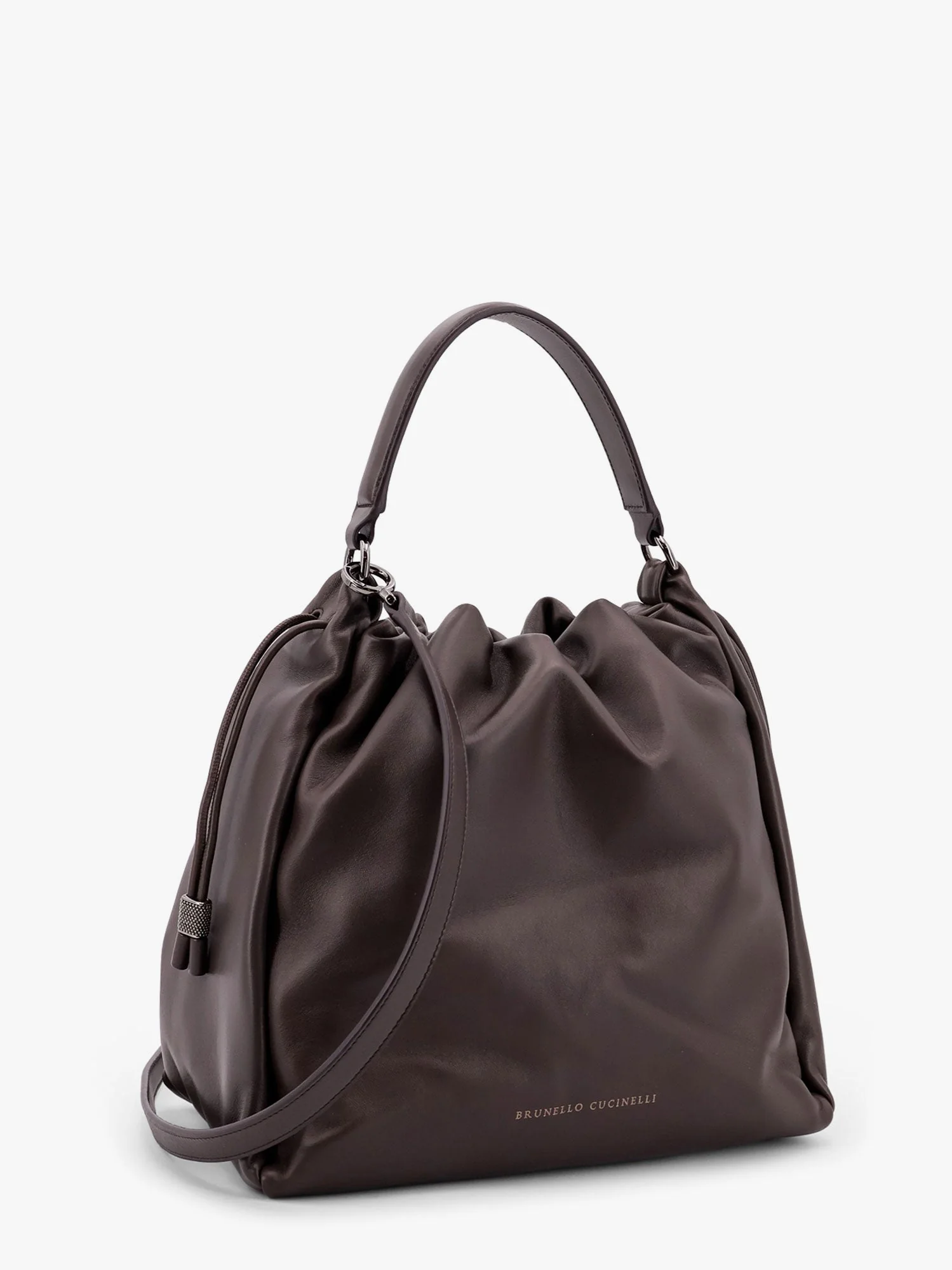 Brunello Cucinelli Bucket Mellow Leather Bucket Bag With Monili Detail - Image 4