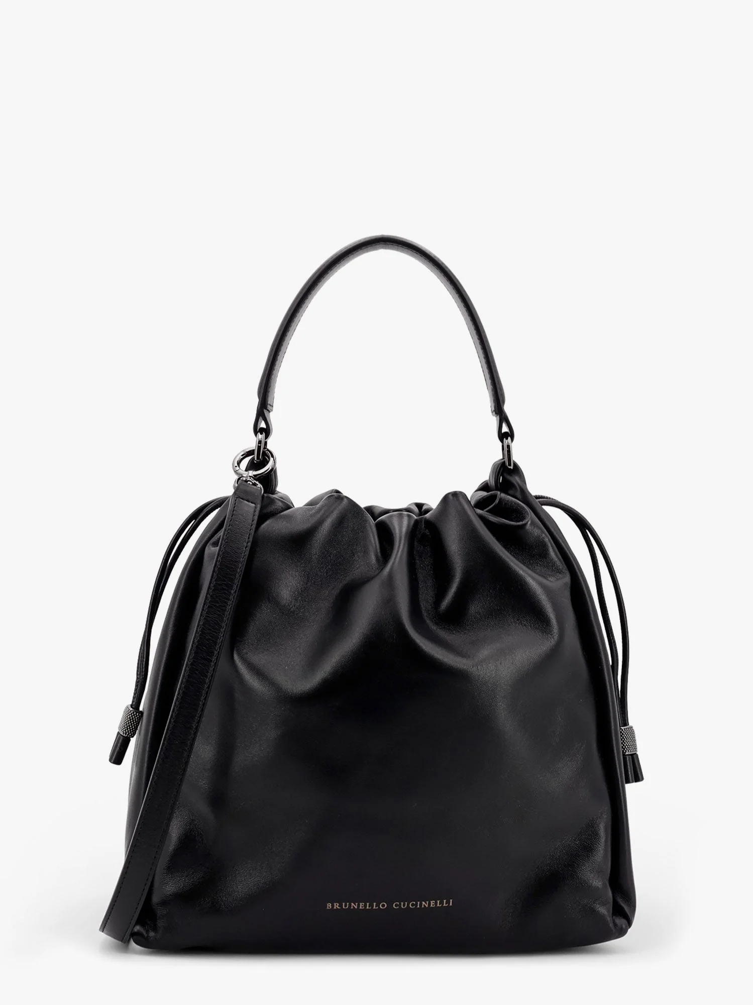 Brunello Cucinelli Bucket Mellow Leather Bucket Bag With Monili Detail - Image 6