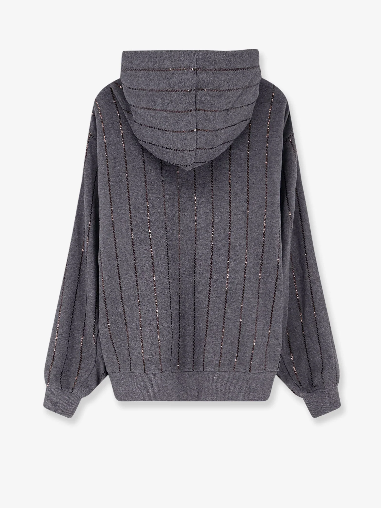 Brunello Cucinelli Dazzling Chalk Stripe Embroidery Cotton Sweatshirt - Image 2