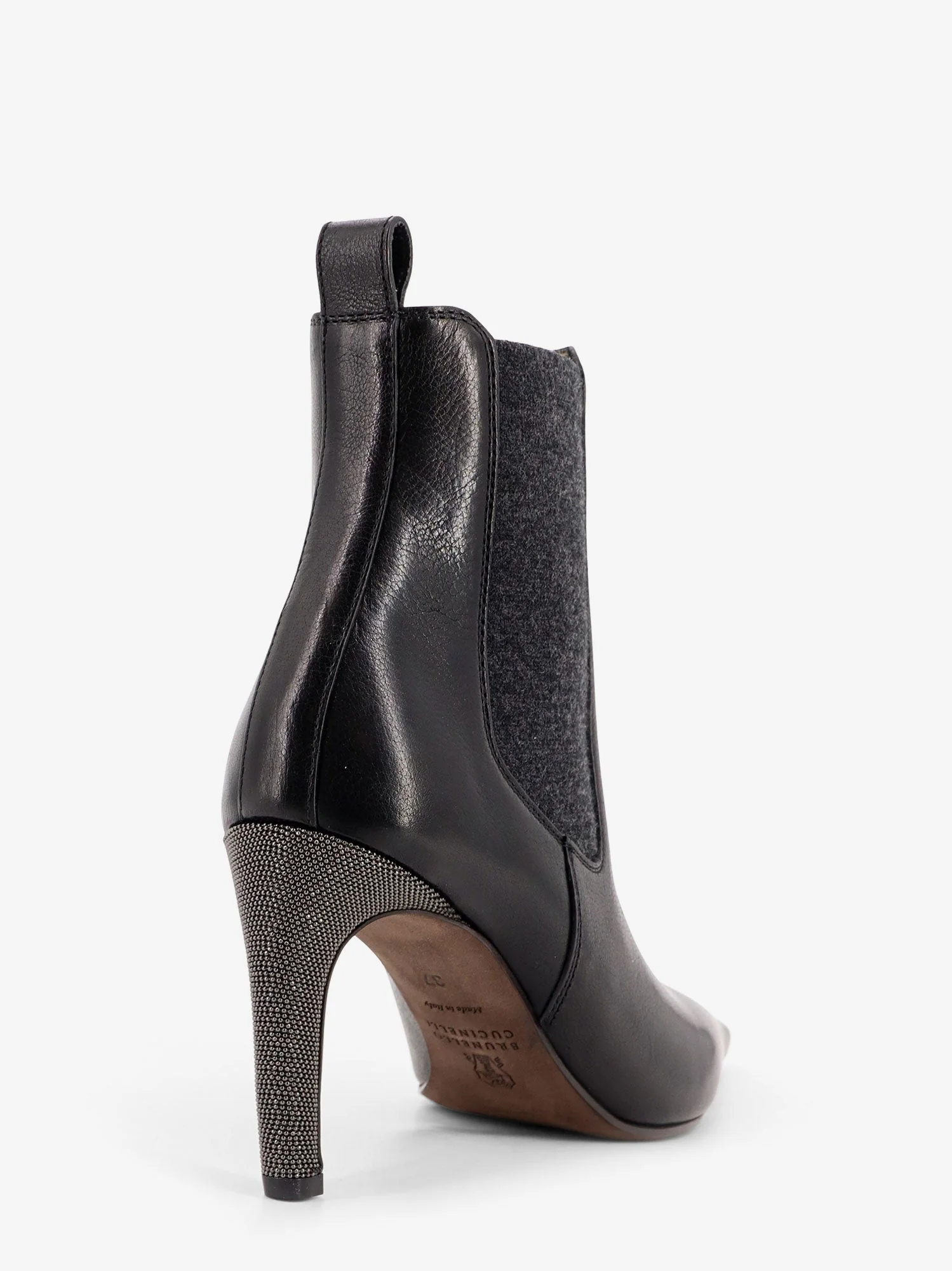 Brunello Cucinelli Leather Boots With Monili Detail On The Heel - Image 4