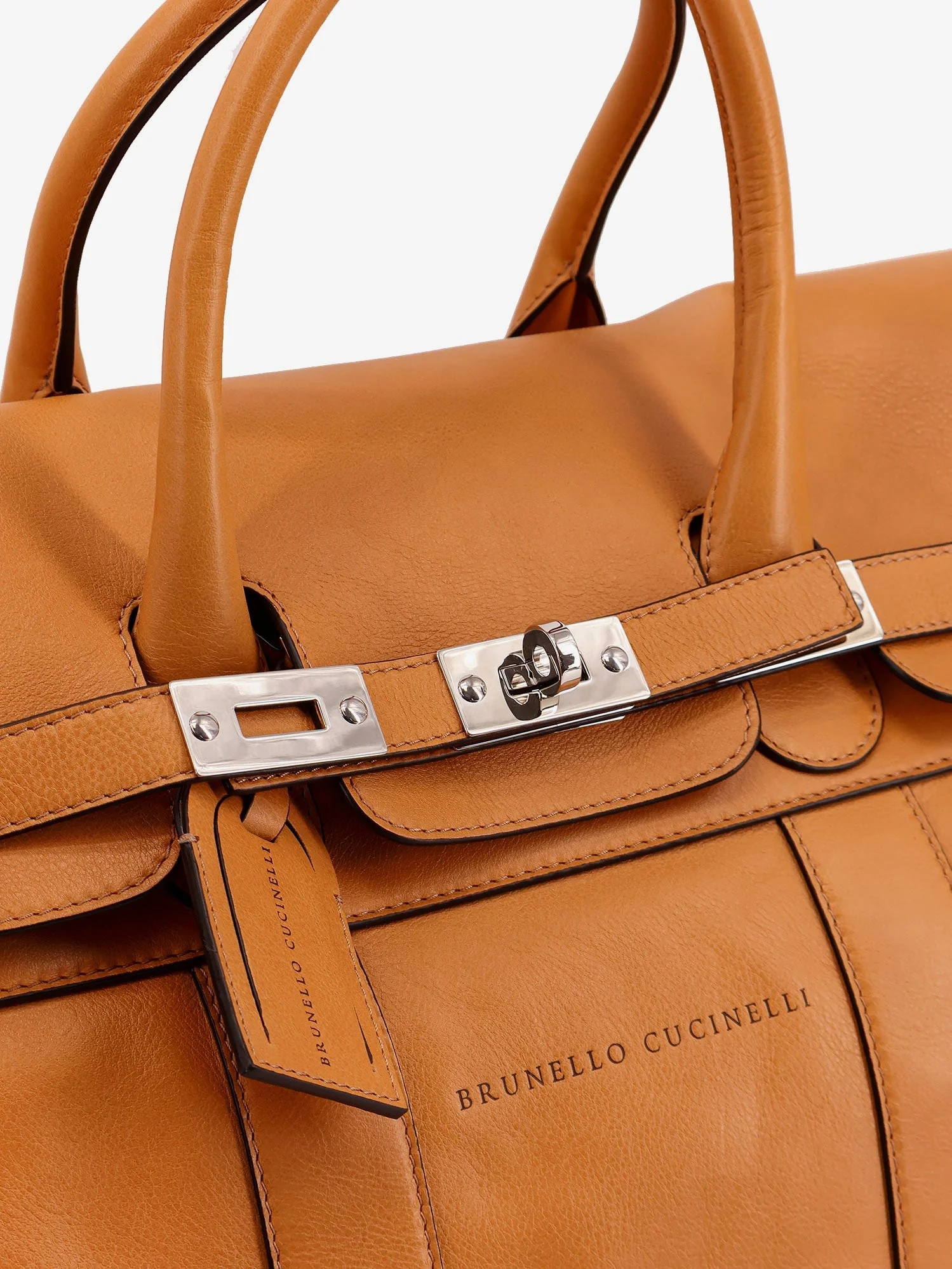Brunello Cucinelli Leather Travel Bag With Engraved Logo On The Front - Image 10