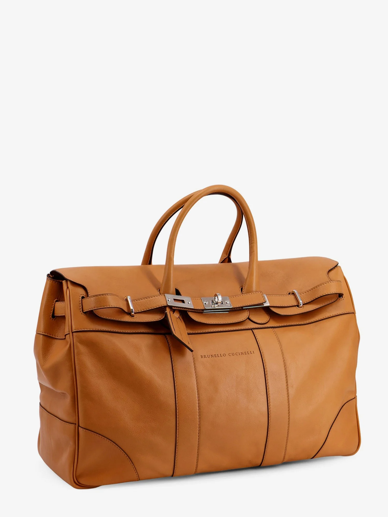 Brunello Cucinelli Leather Travel Bag With Engraved Logo On The Front - Image 3