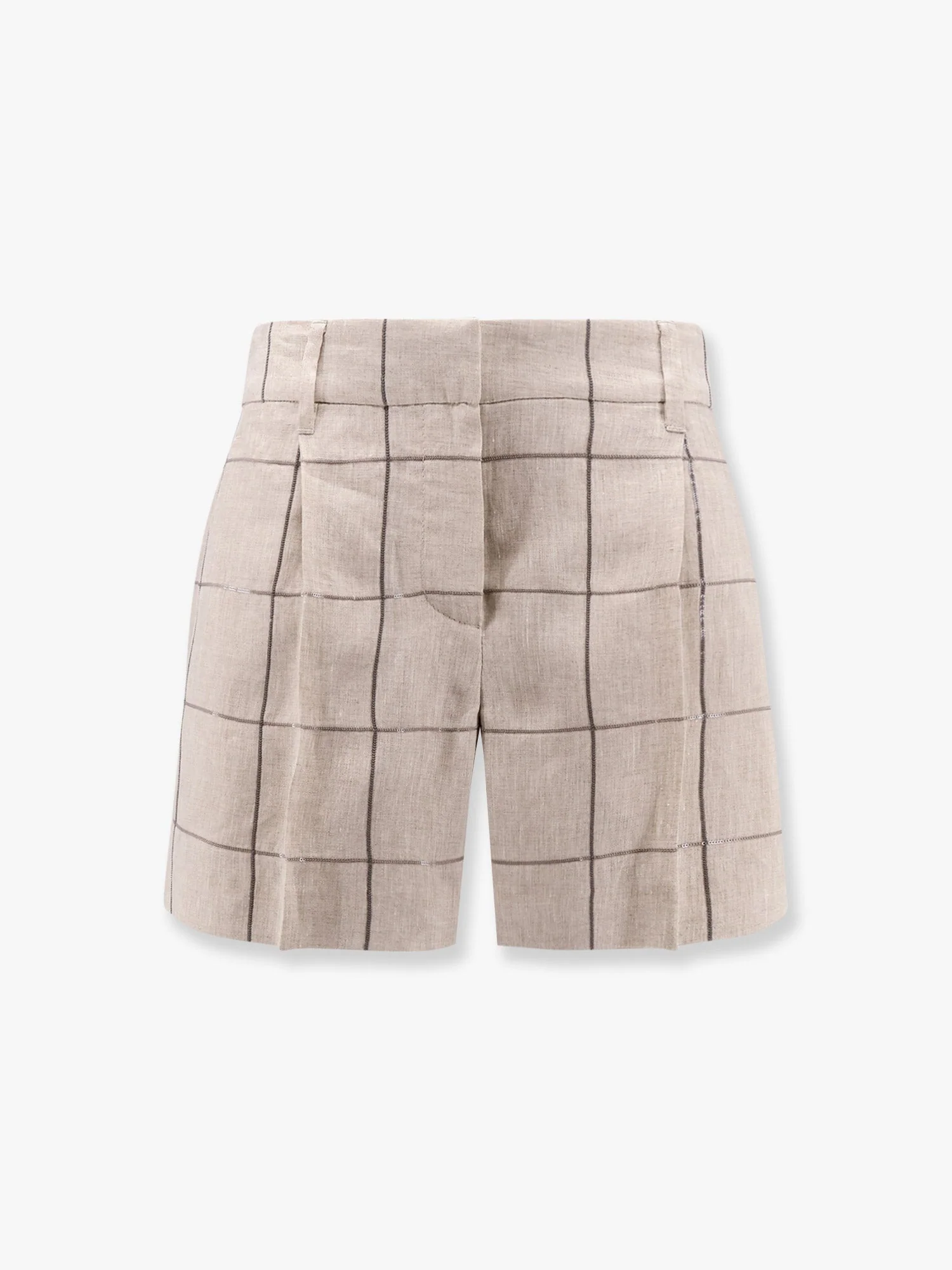 Brunello Cucinelli Linen Shorts With Sequins Embroidery