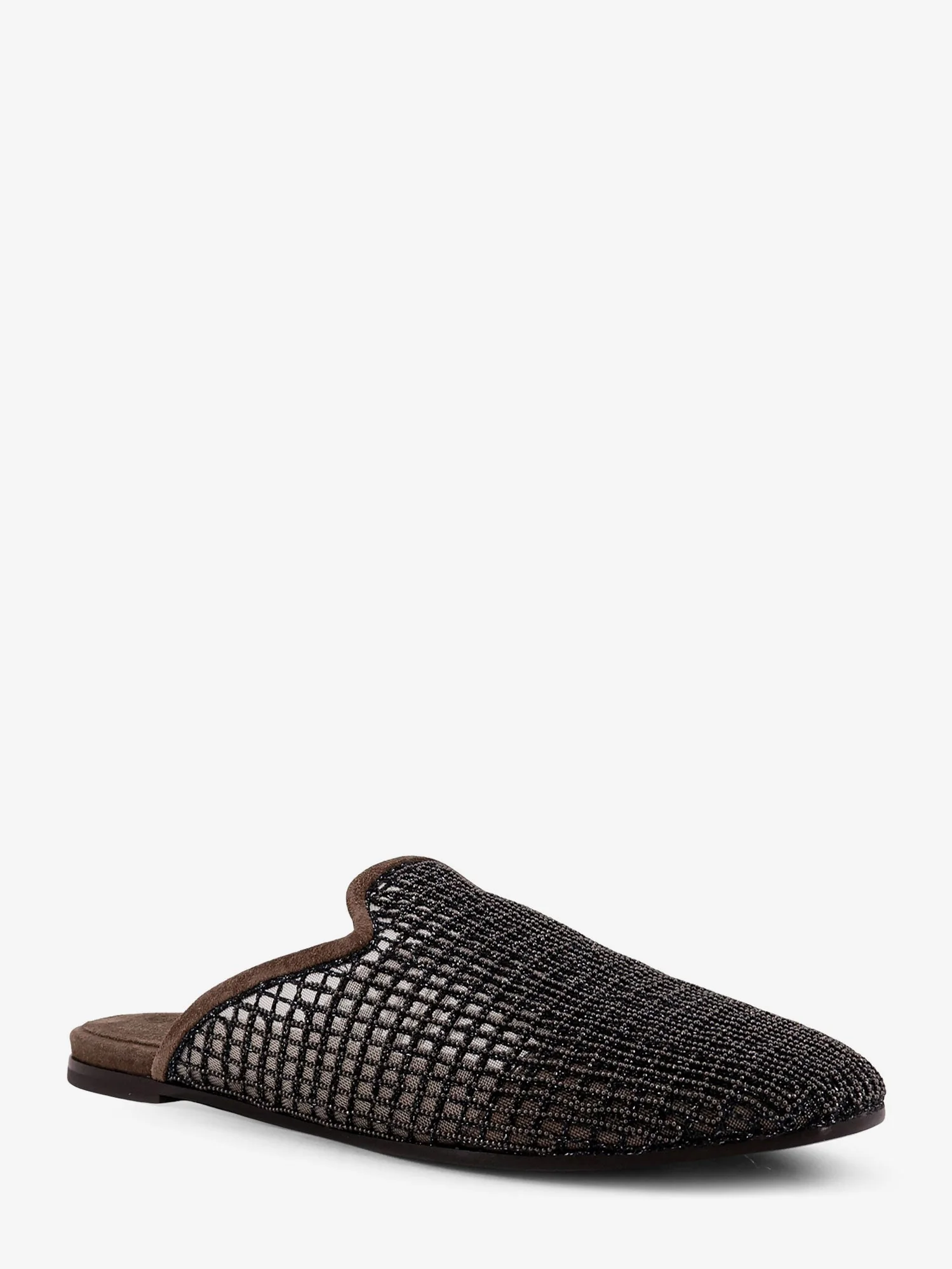 Brunello Cucinelli Mesh And Suede Sandals With Monili Details - Image 2